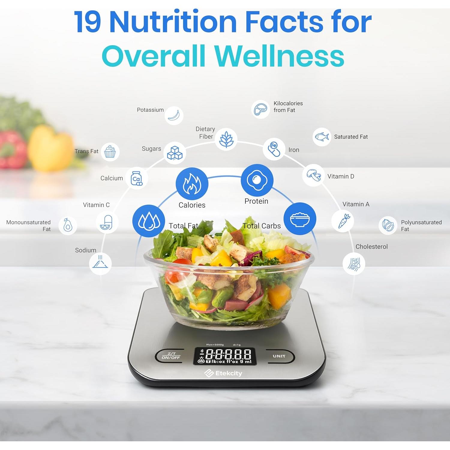 Báscula de Cocina Nutricional Etekcity ENS-C551S, 5000g
