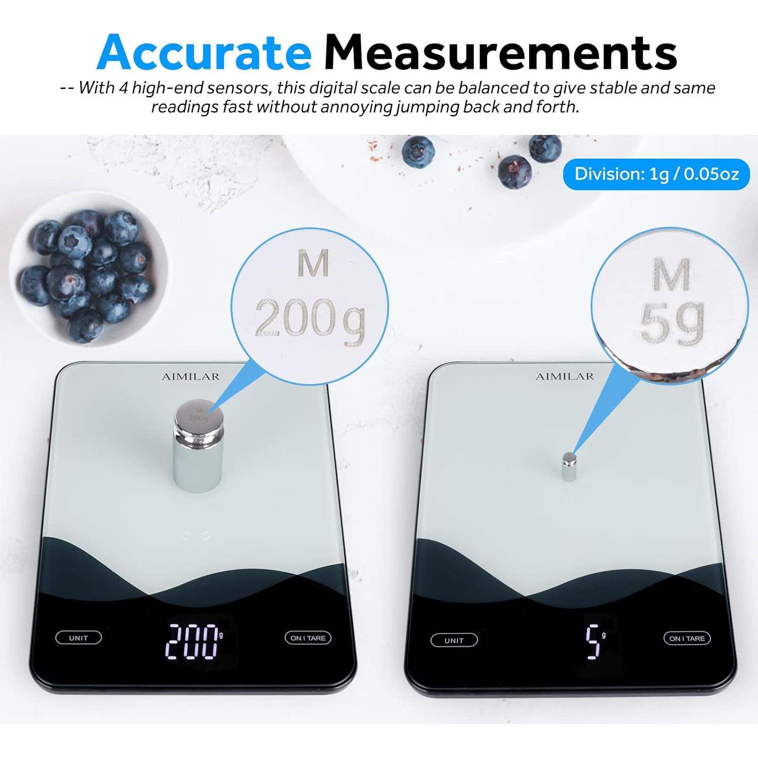 Báscula Digital de Cocina AIMILAR 10kg Pantalla LED USB-C