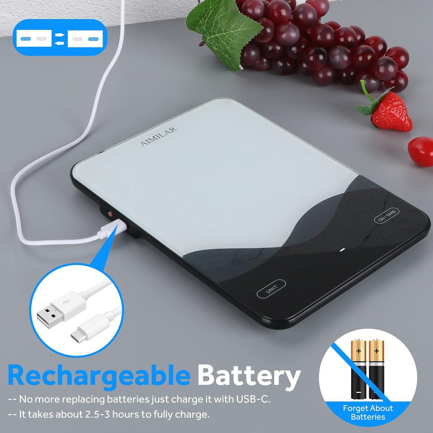 Báscula Digital de Cocina AIMILAR 10kg Pantalla LED USB-C