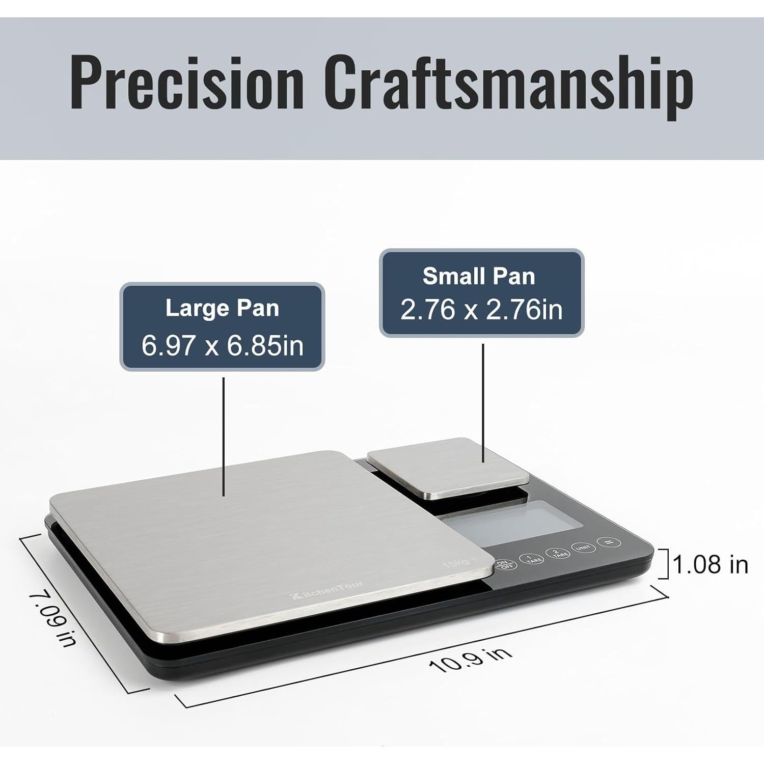 Báscula de Cocina Digital KitchenTour K600H 15kg/1g y 500g/0.01g