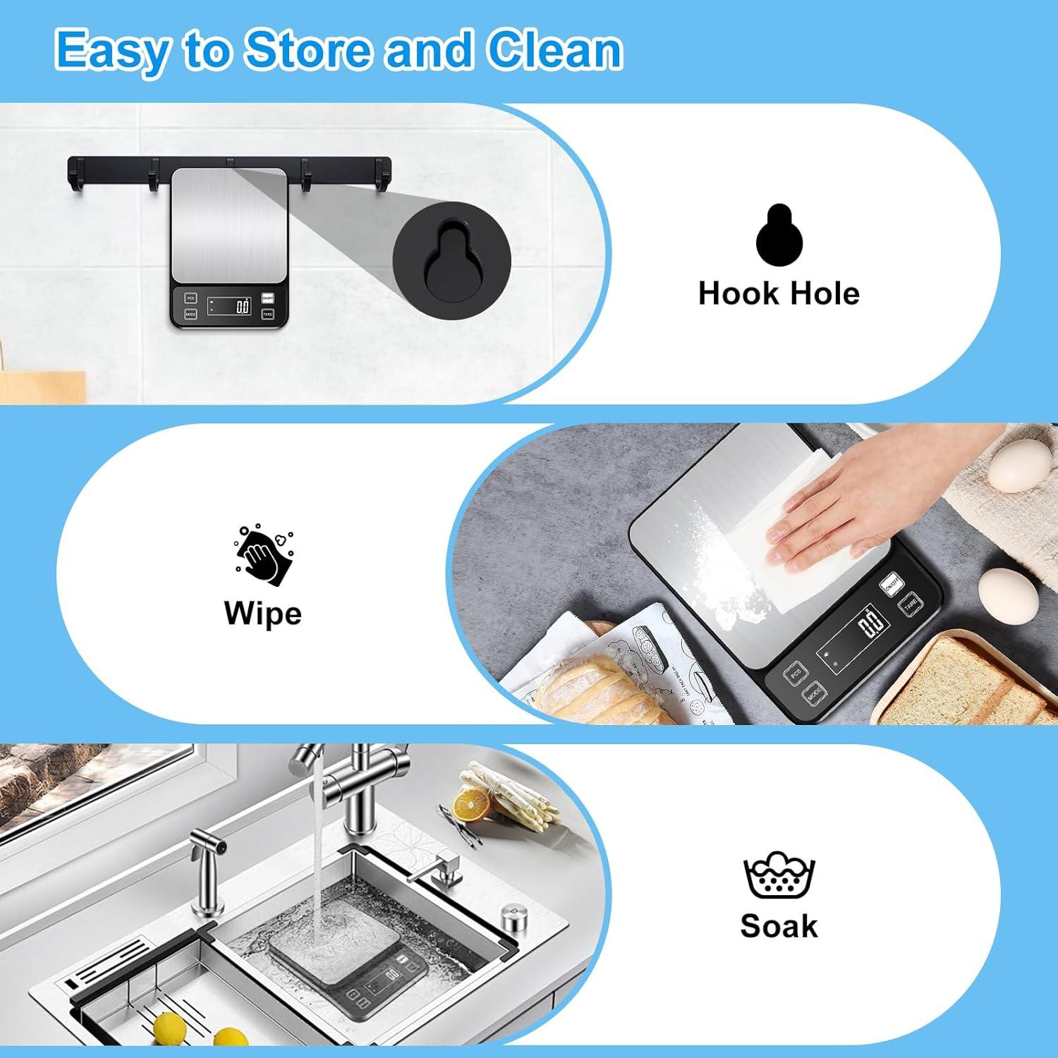 Escala de Cocina Impermeable Diyife 10kg Alta Precisión 0.1g