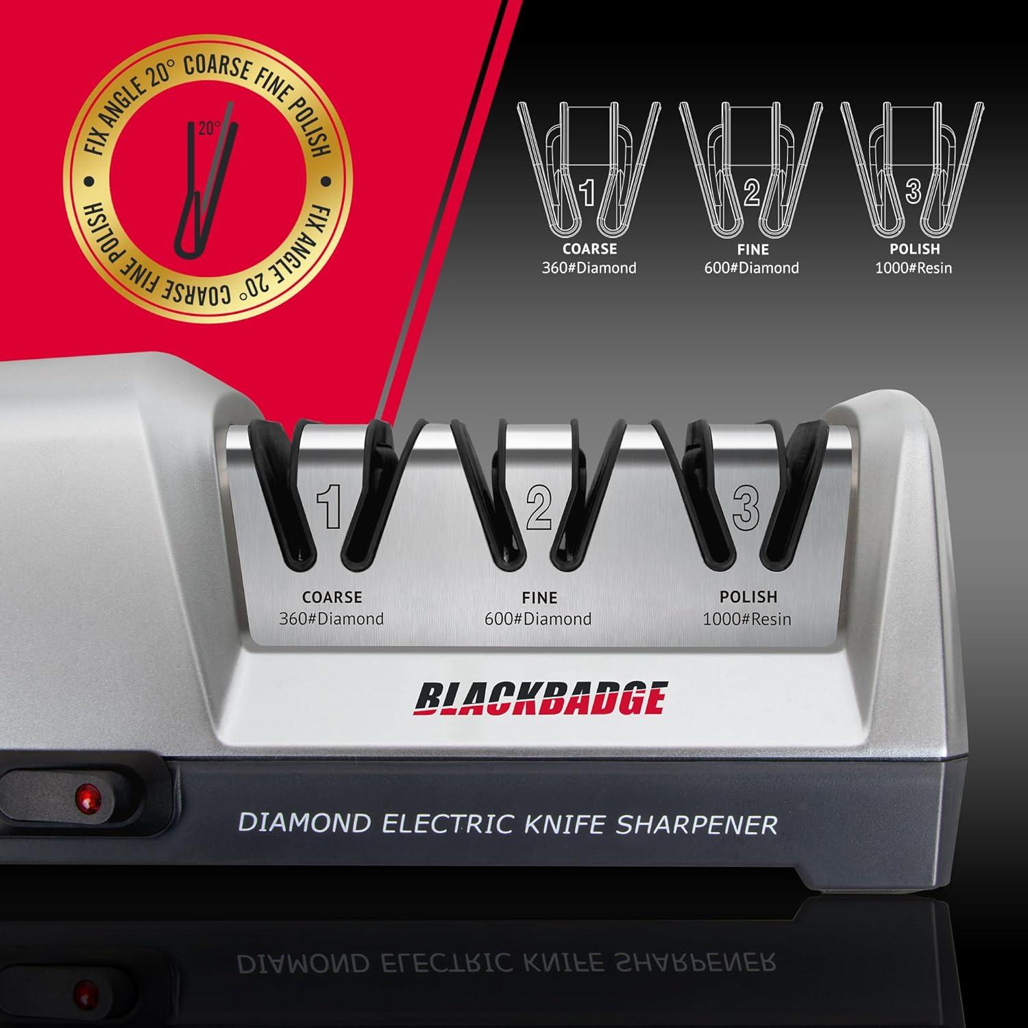 Afilador Eléctrico Profesional BLACKBADGE BKS020 3 Etapas Diamante