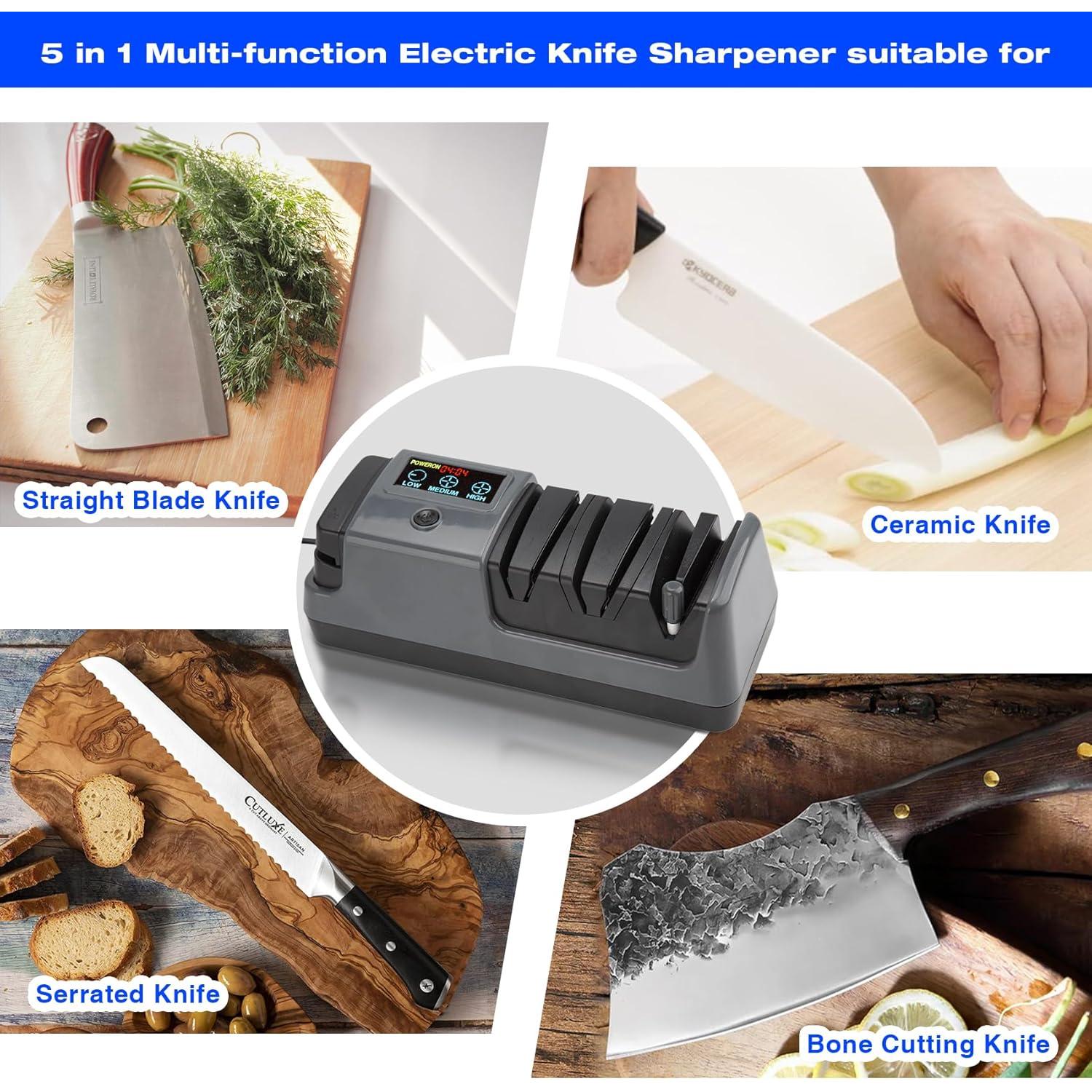 Afilador eléctrico de cuchillos Ceelpeopar 3 etapas LCD