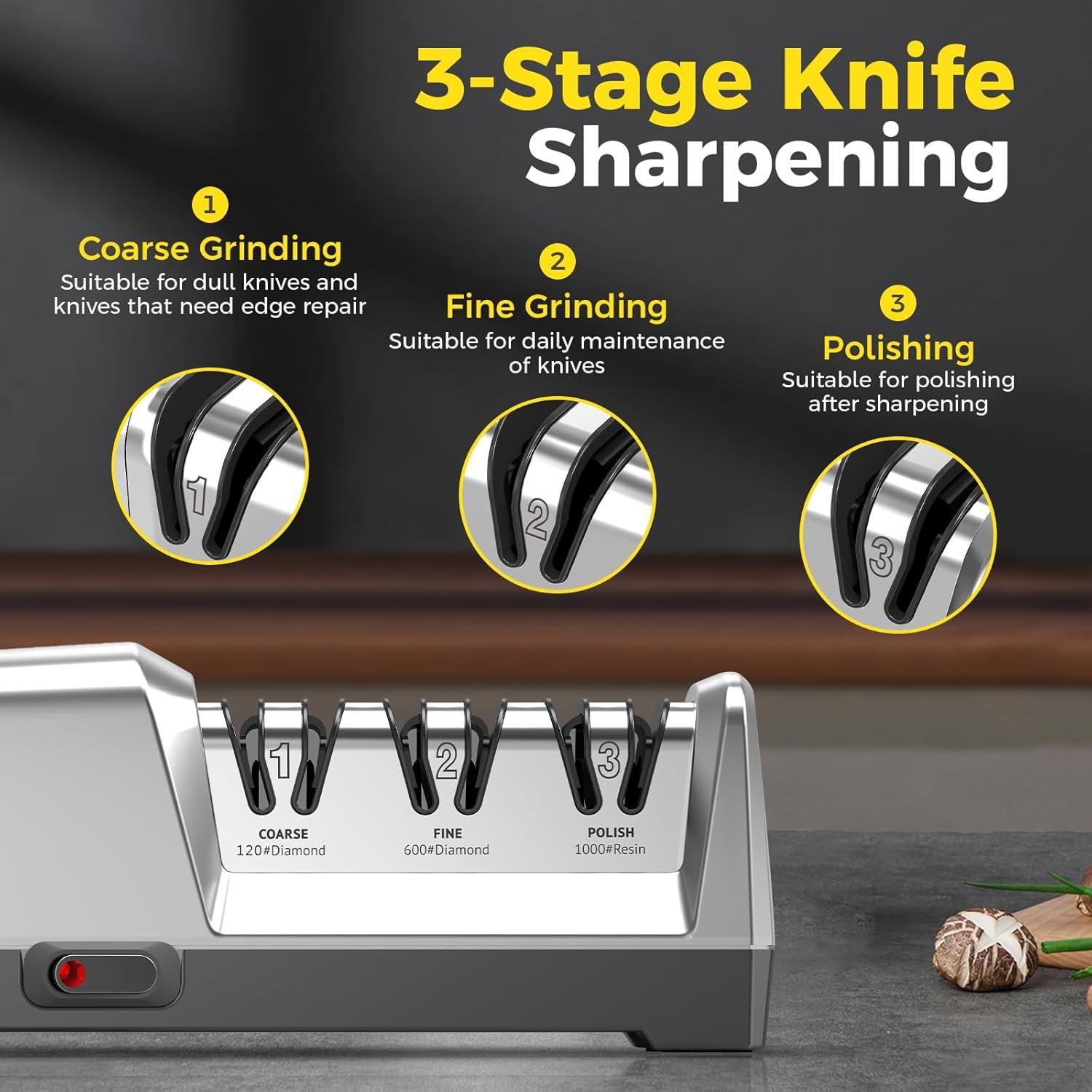 Afilador de cuchillos eléctrico Newise 3 etapas diamante 408g