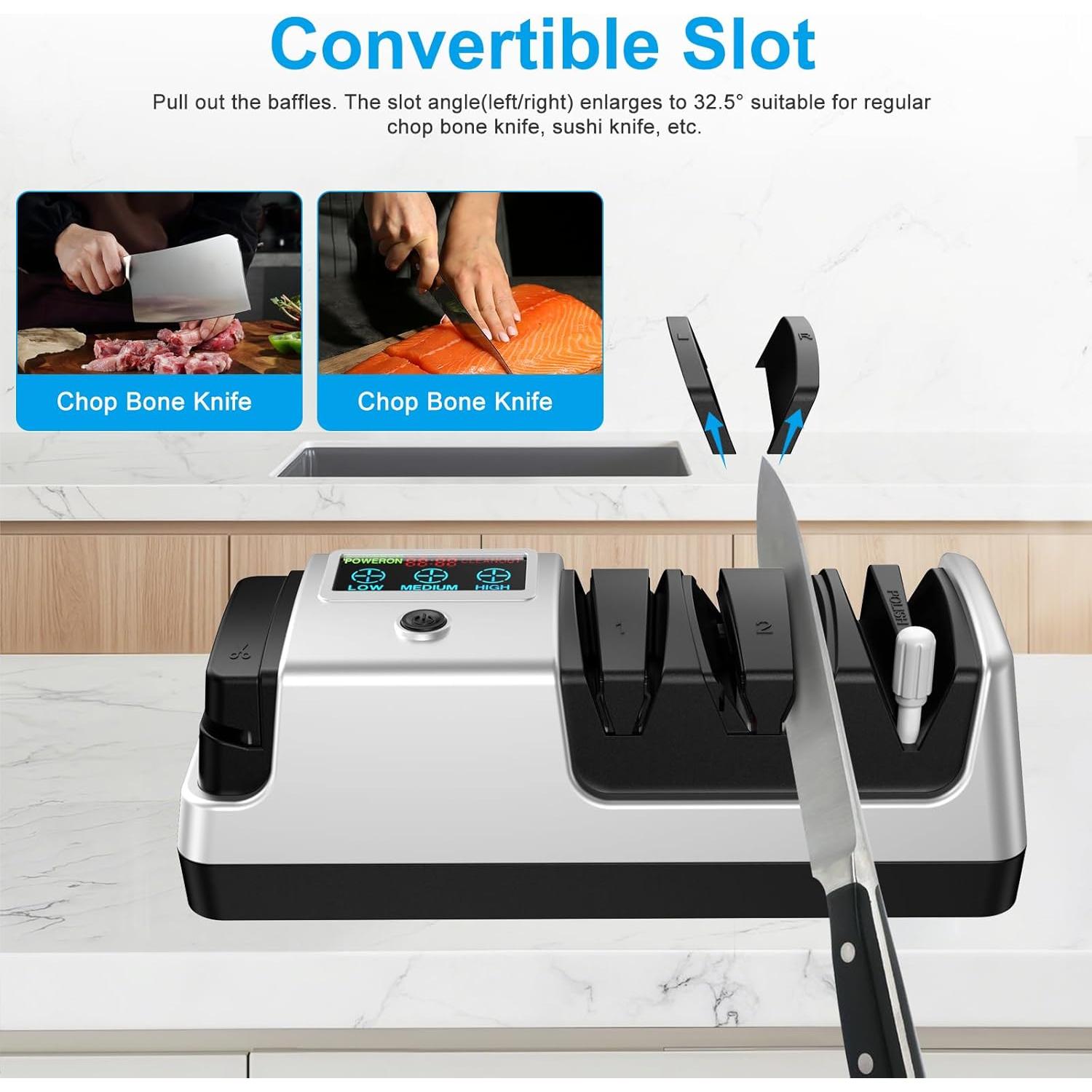 Afilador de cuchillos eléctrico 5 en 1 Abledn con LCD