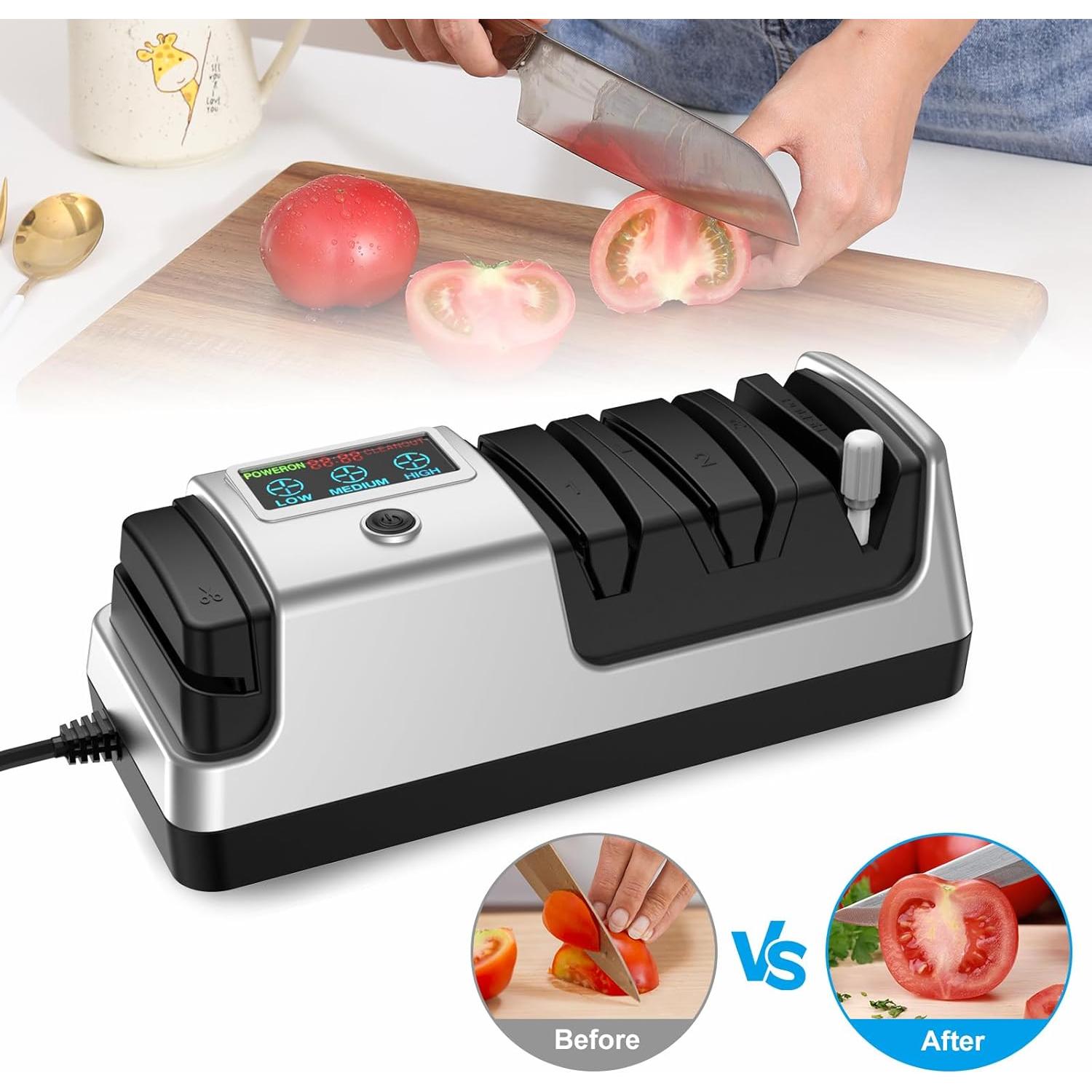 Afilador de cuchillos eléctrico 5 en 1 Abledn con LCD