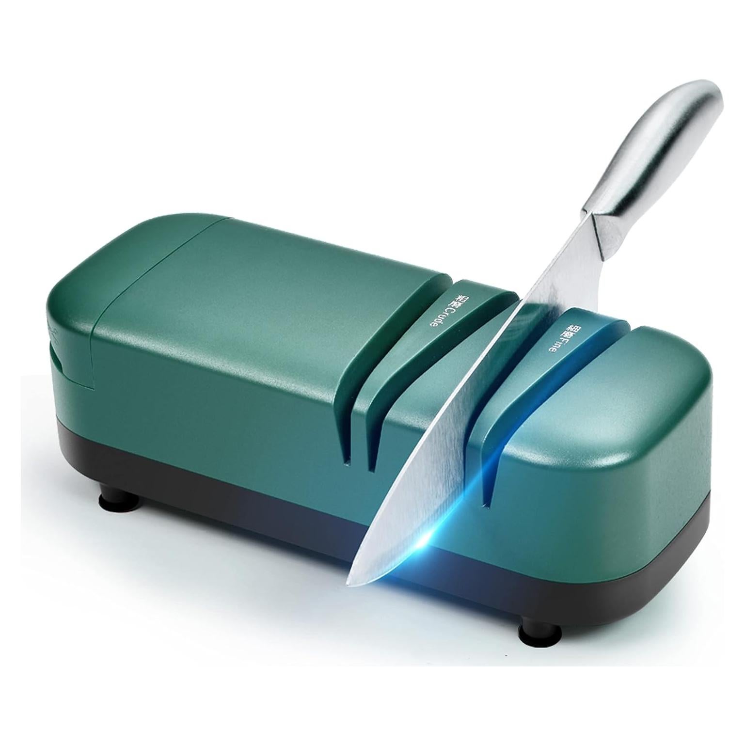 Afilador de cuchillos eléctrico LCVXYERQ 2 etapas verde