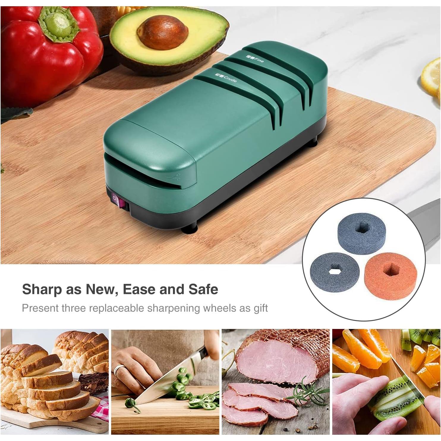 Afilador de cuchillos eléctrico LCVXYERQ 2 etapas verde