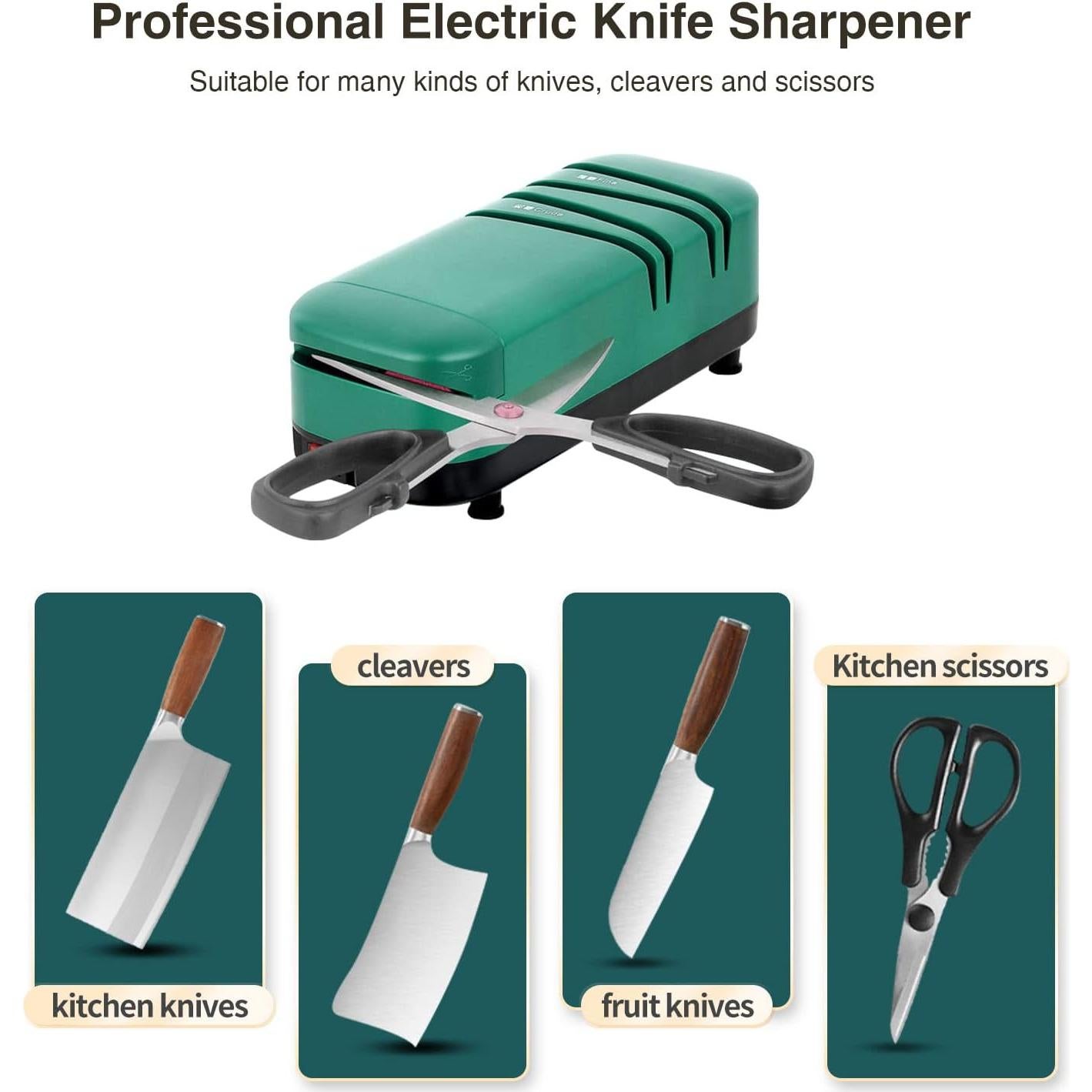 Afilador de cuchillos eléctrico LCVXYERQ 2 etapas verde