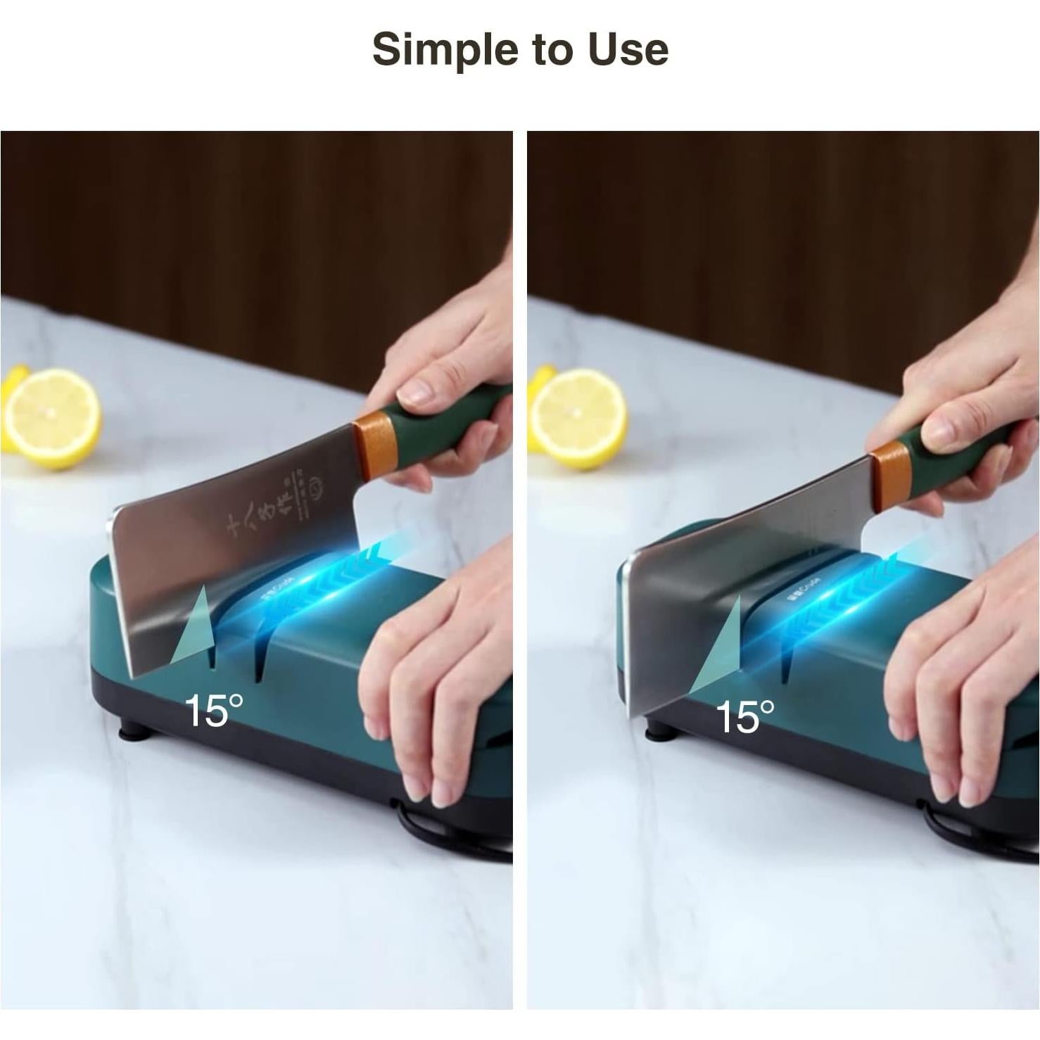 Afilador de cuchillos eléctrico LCVXYERQ 2 etapas verde