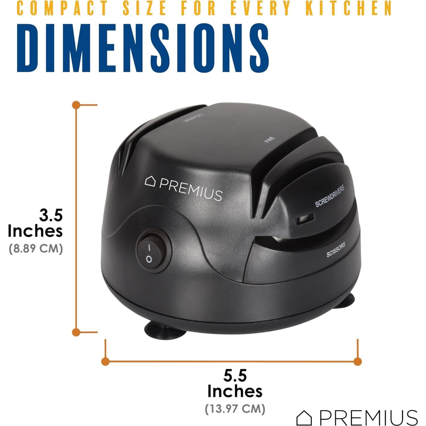 Afilador Eléctrico 3-en-1 PREMIUS para Cuchillos y Tijeras
