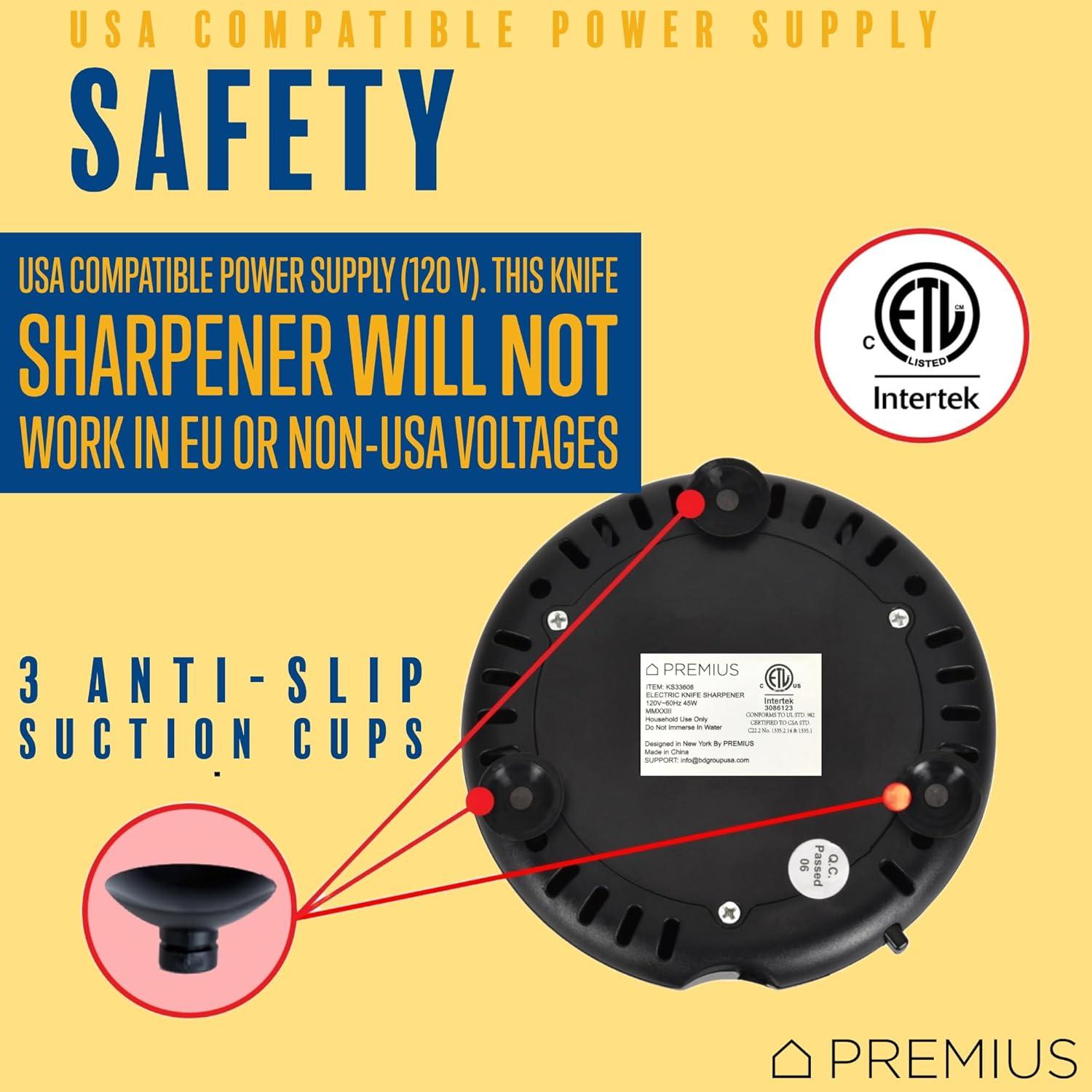 Afilador Eléctrico 3-en-1 PREMIUS para Cuchillos y Tijeras