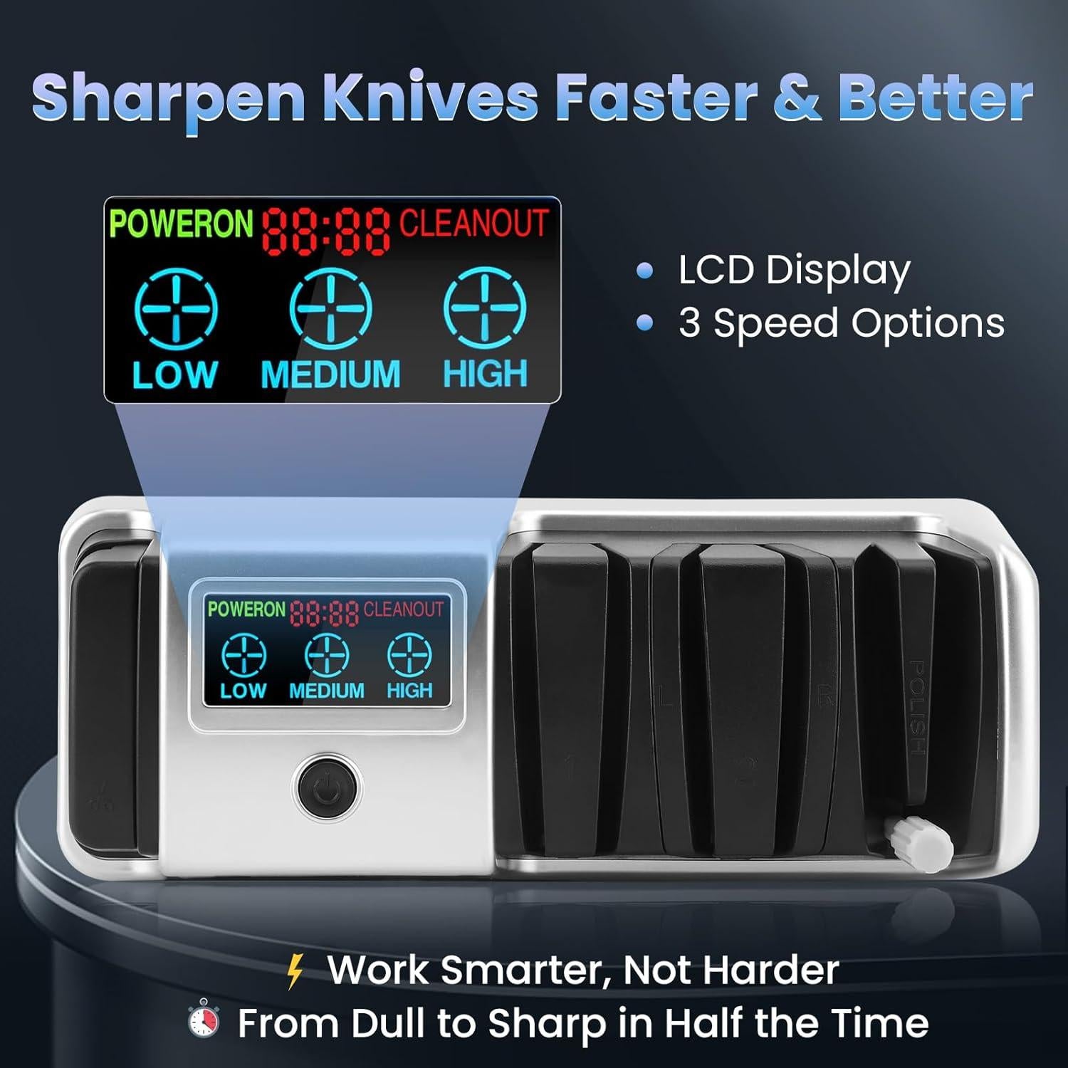 Afilador de cuchillos eléctrico AILOOCEDI con pantalla LCD 3 velocidades