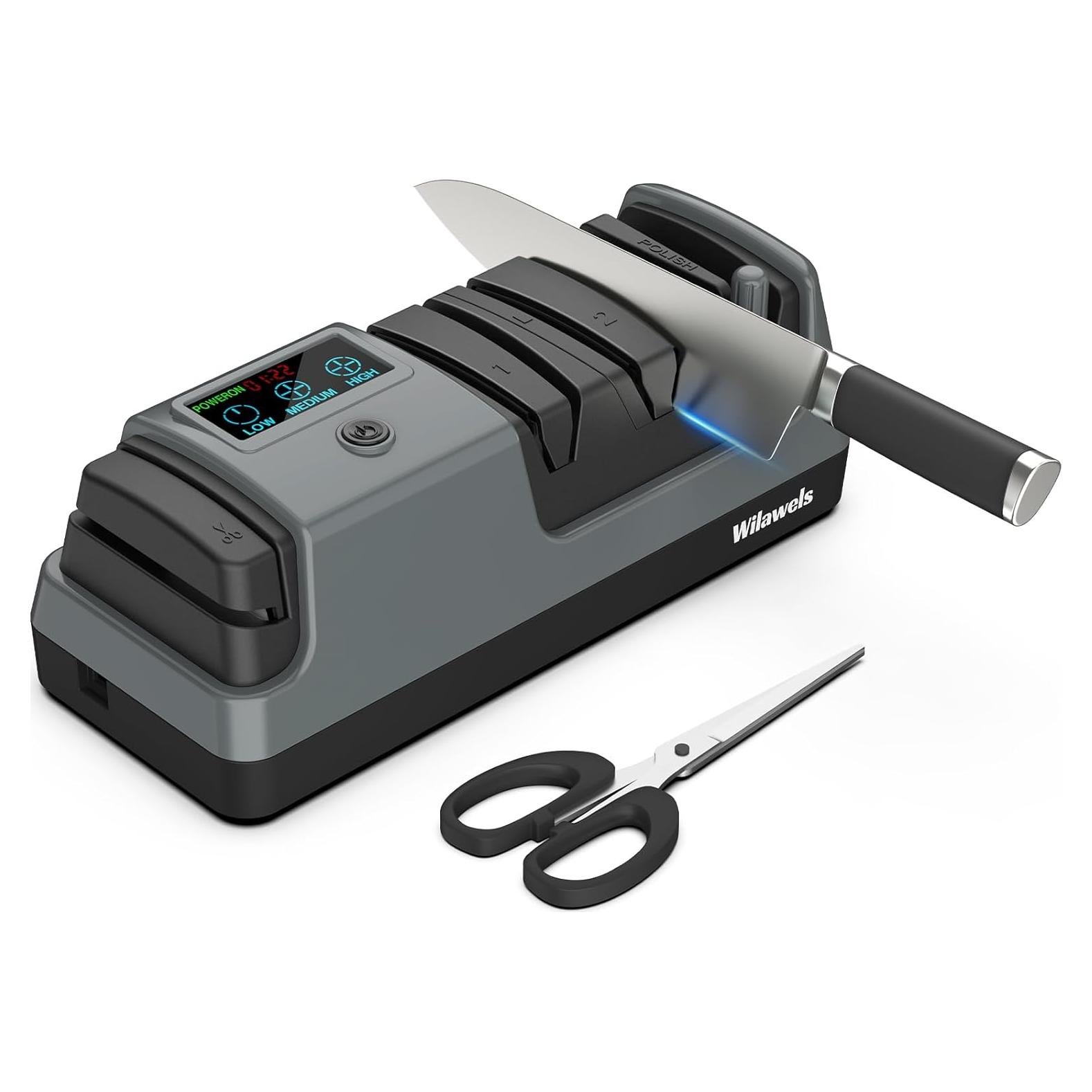 Afilador de cuchillos eléctrico WILAWELS 5 en 1 ajustable