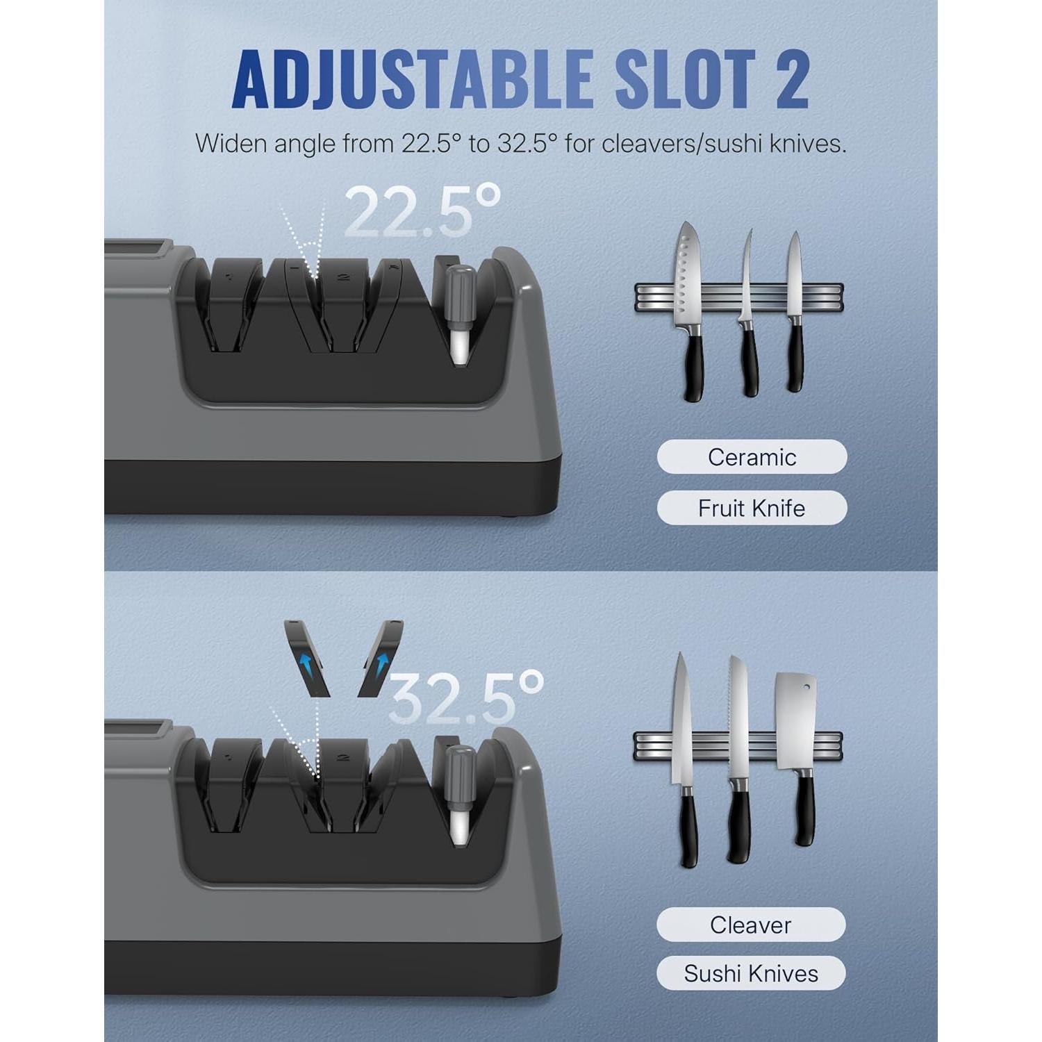 Afilador de cuchillos eléctrico WILAWELS 5 en 1 ajustable
