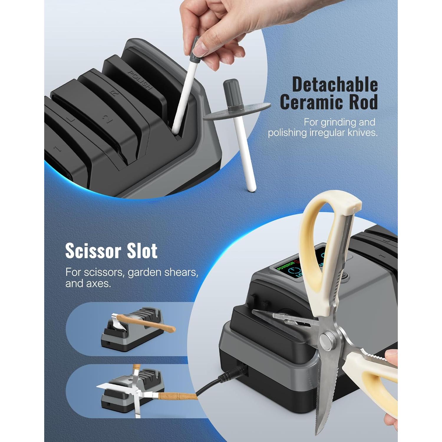 Afilador de cuchillos eléctrico WILAWELS 5 en 1 ajustable