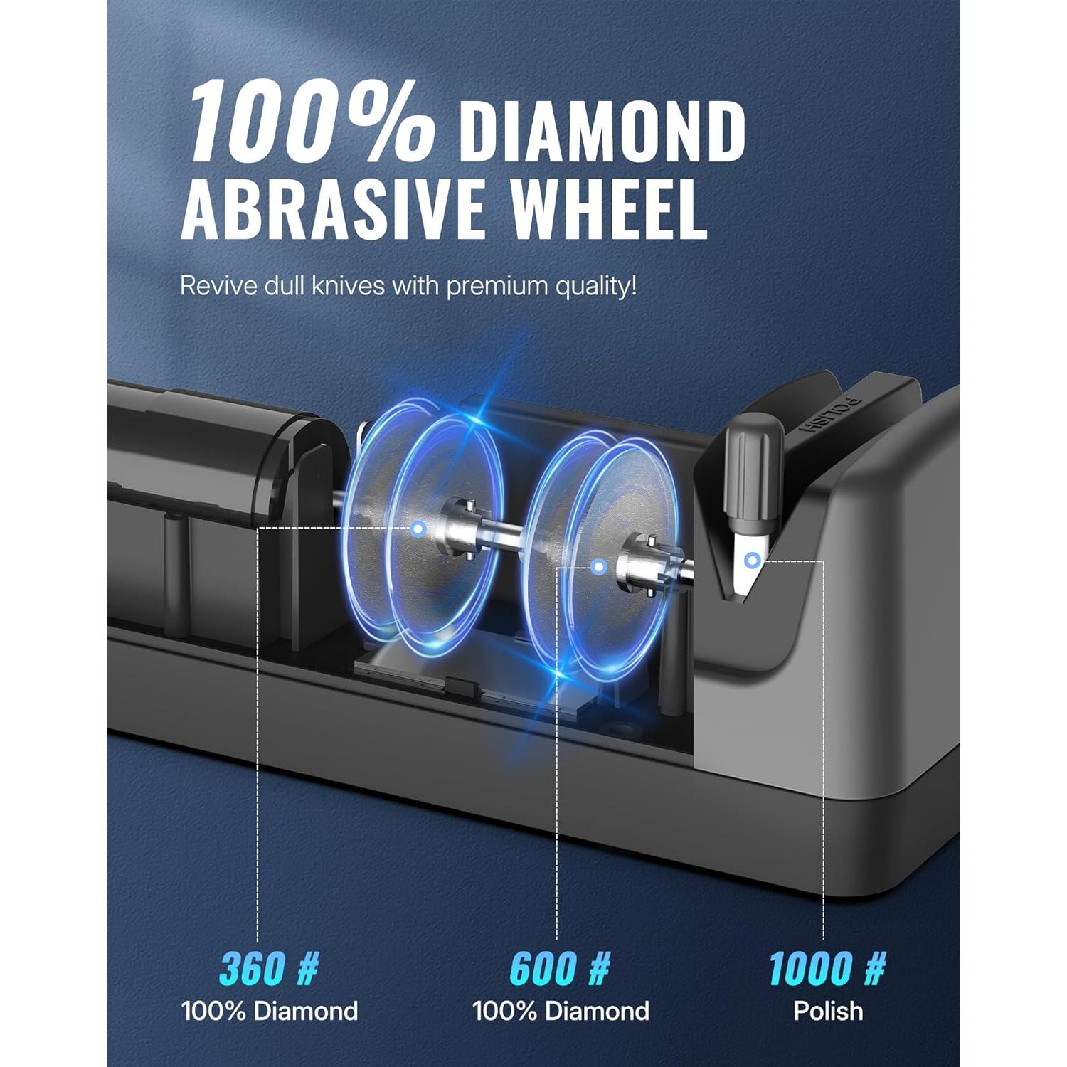 Afilador de cuchillos eléctrico WILAWELS 5 en 1 ajustable