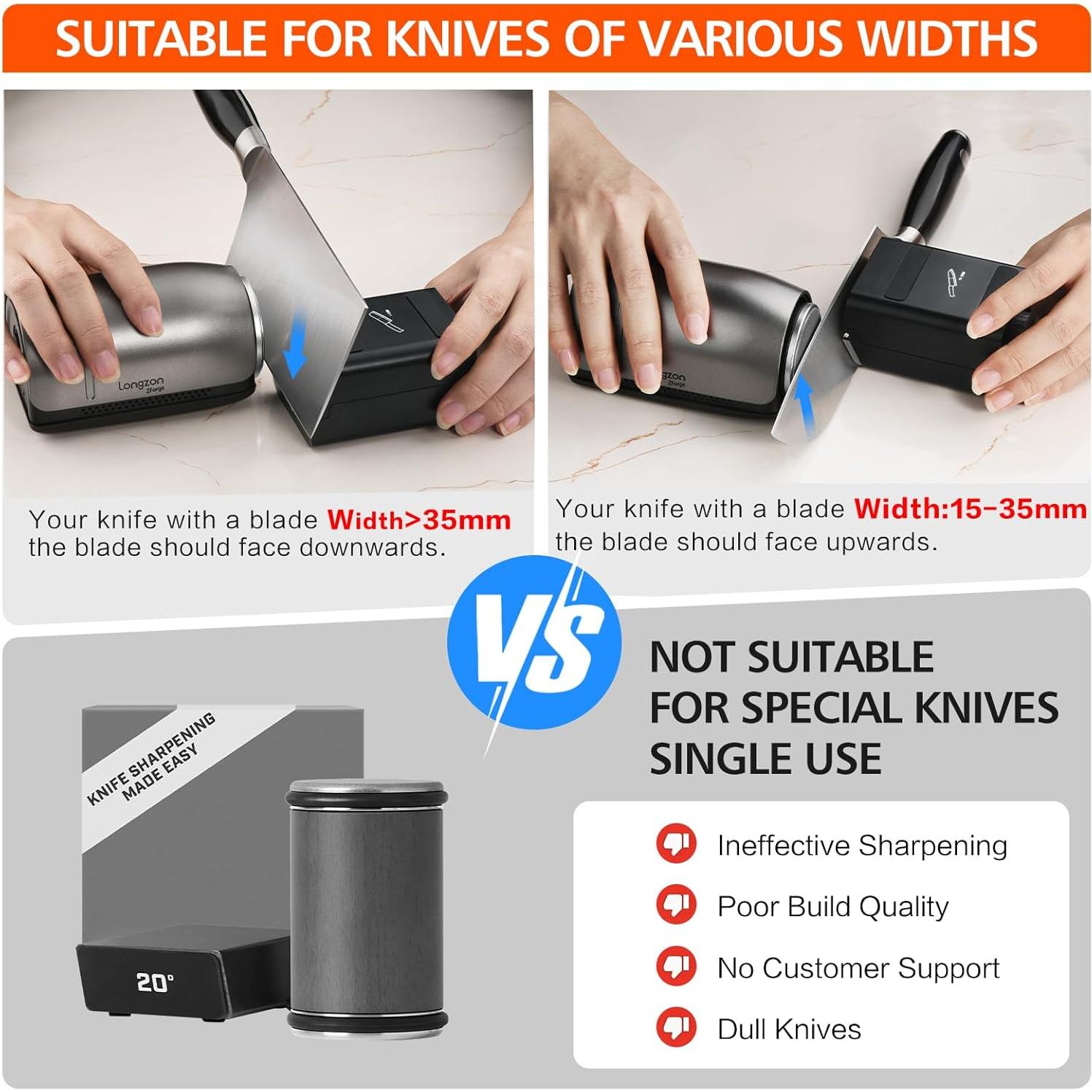 Afilador de Cuchillos Eléctrico Longzon con Discos de Diamante