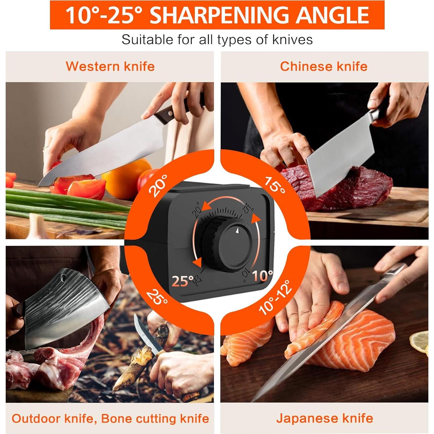 Afilador de Cuchillos Eléctrico Longzon con Discos de Diamante