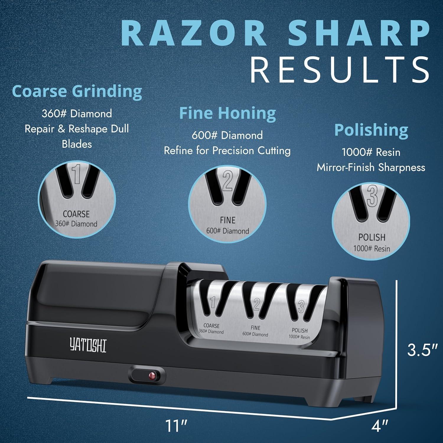 Afilador Eléctrico Yatoshi EKS 50W 3 Etapas para Cuchillos