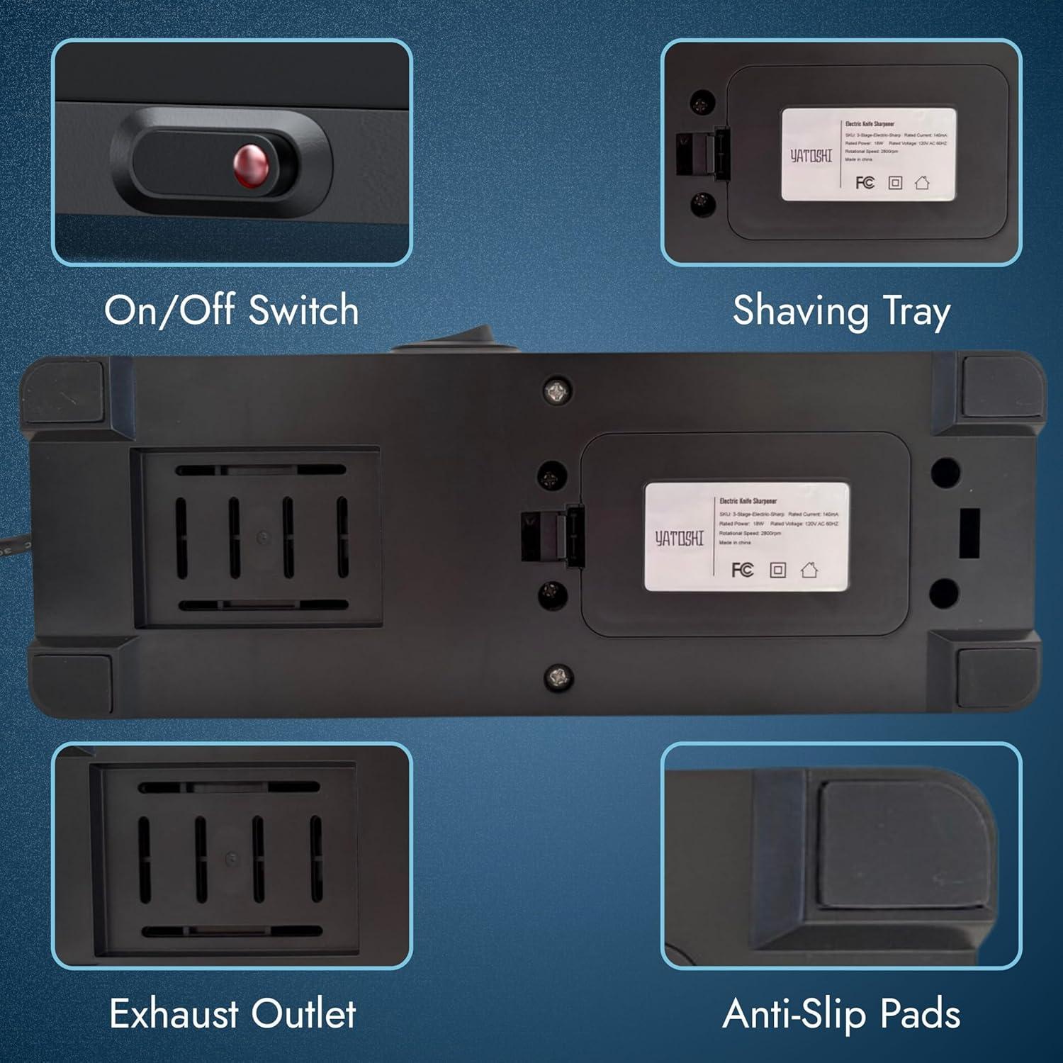 Afilador Eléctrico Yatoshi EKS 50W 3 Etapas para Cuchillos