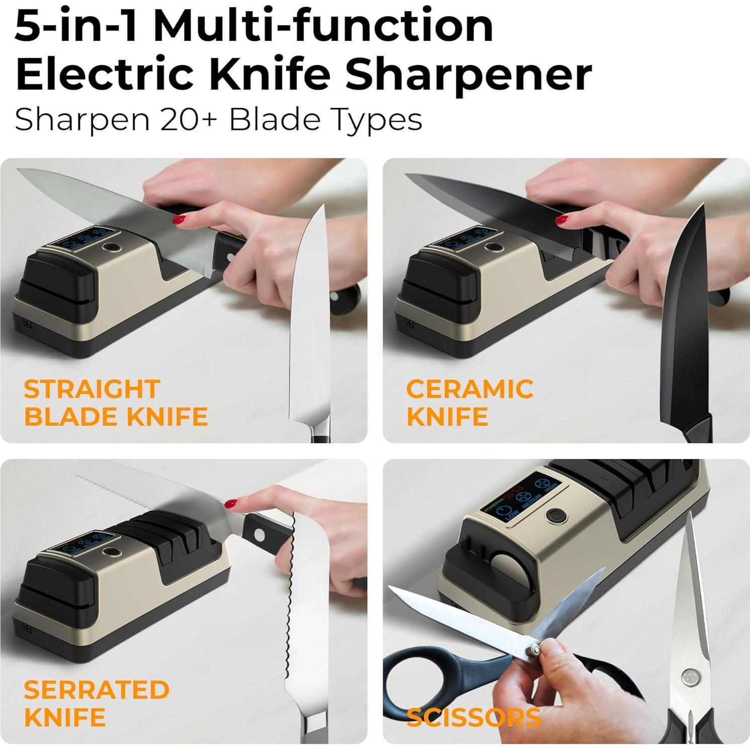 Afilador eléctrico de cuchillos Stellagro 5-en-1 con LCD