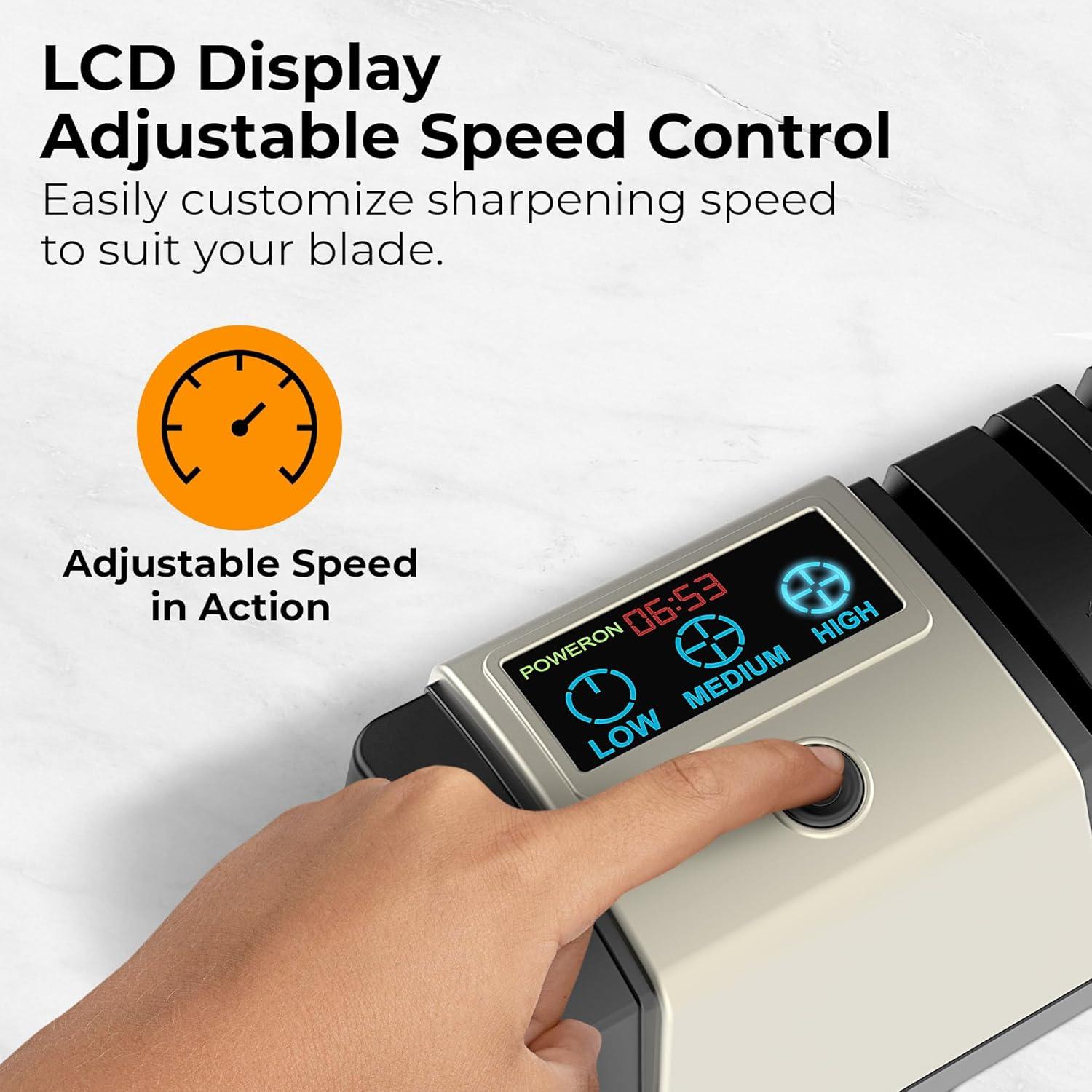 Afilador eléctrico de cuchillos Stellagro 5-en-1 con LCD