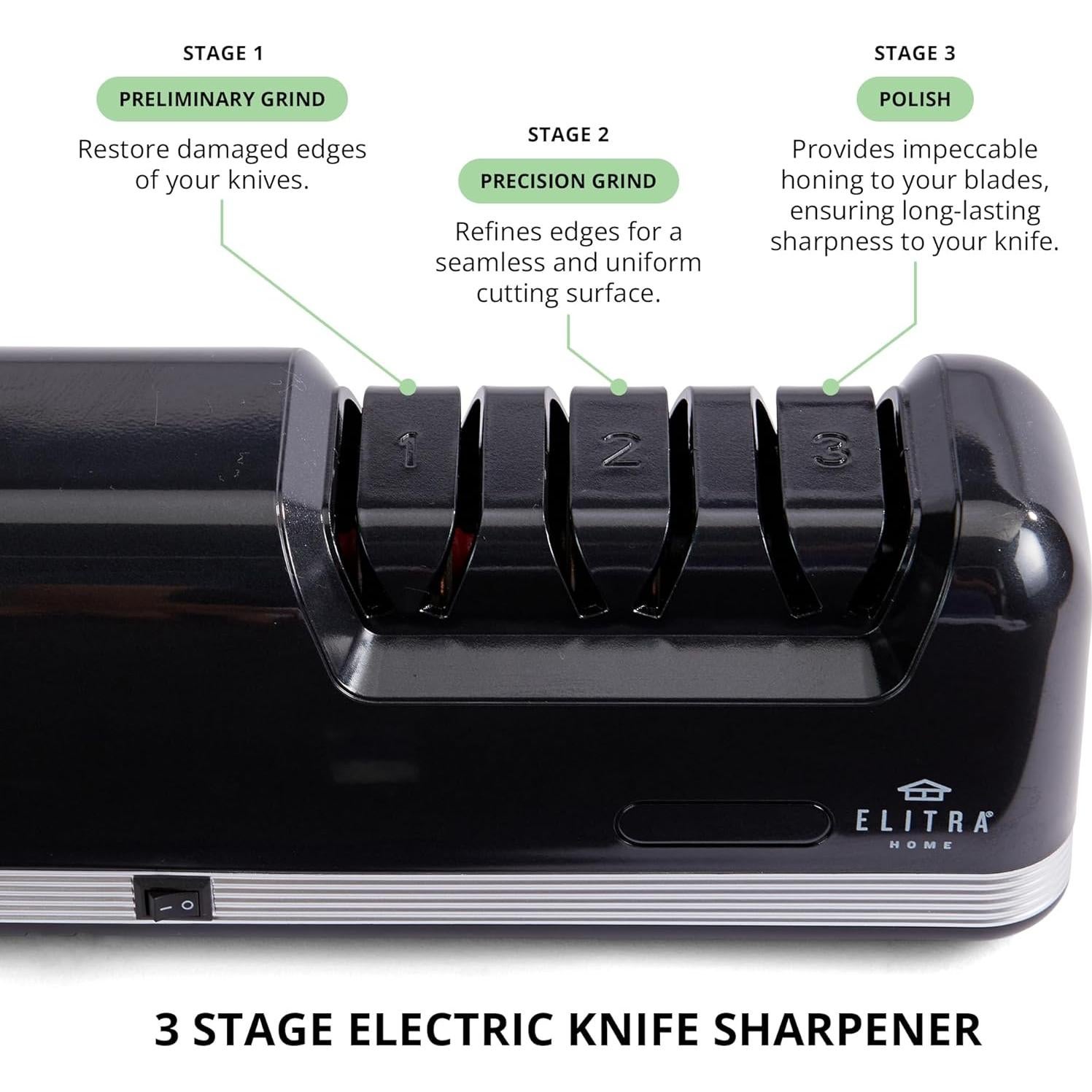 Afilador de cuchillos eléctrico Elitra Home 3 etapas 1.36 kg