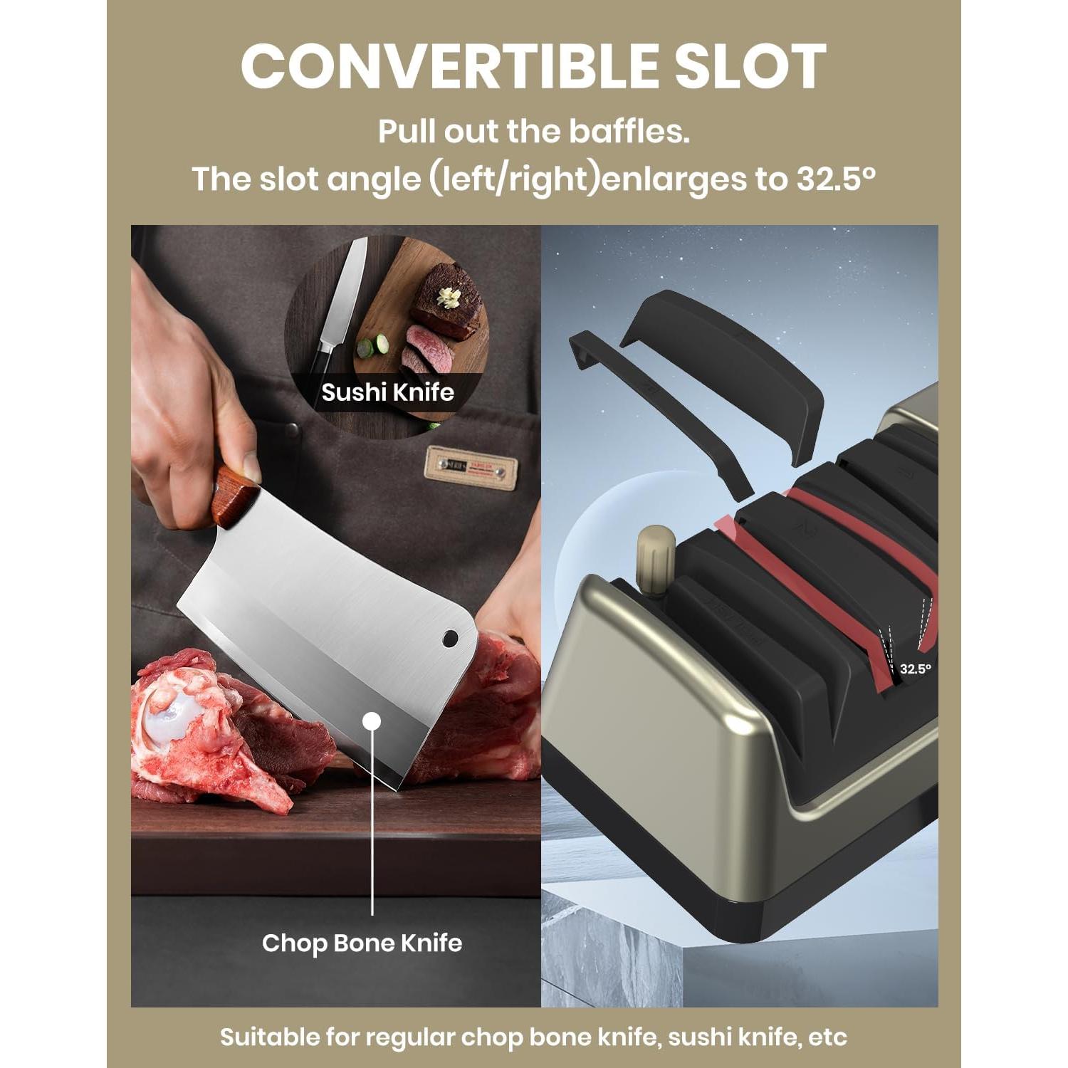 Afilador de cuchillos eléctrico Aeglemana 5 en 1 con LCD