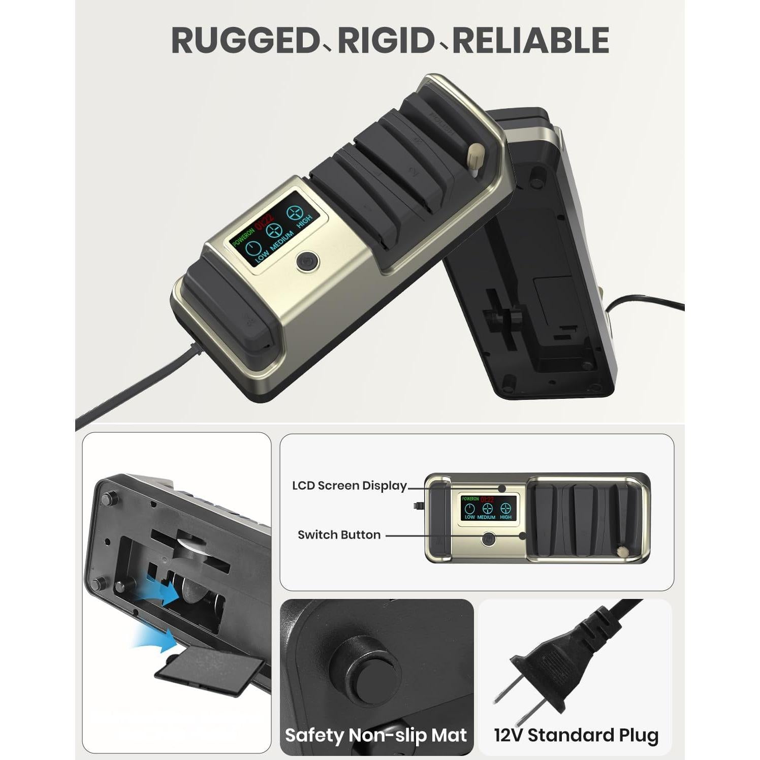 Afilador de cuchillos eléctrico Aeglemana 5 en 1 con LCD