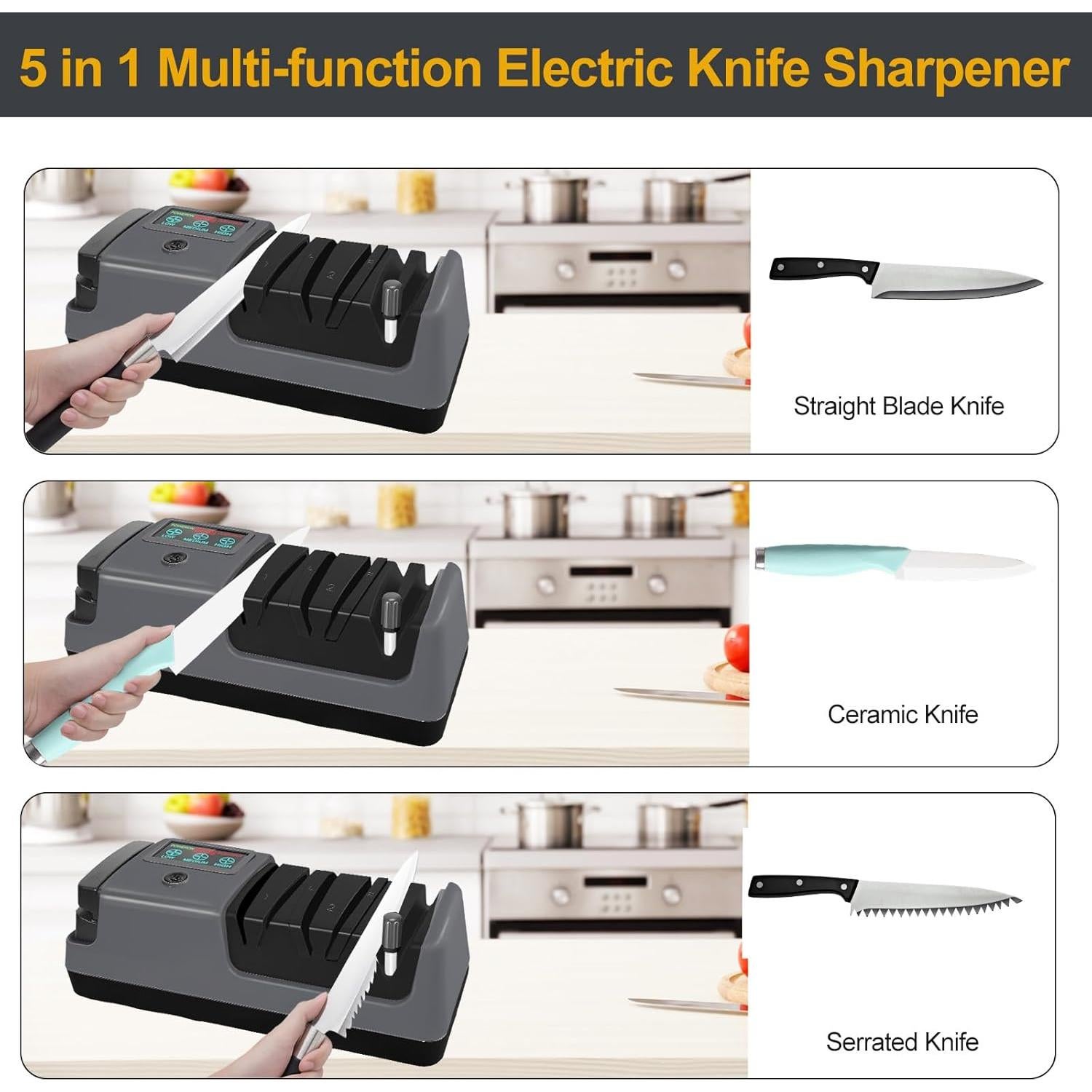 Afilador eléctrico 5 en 1 XTQINJIN con pantalla LCD y 3 velocidades