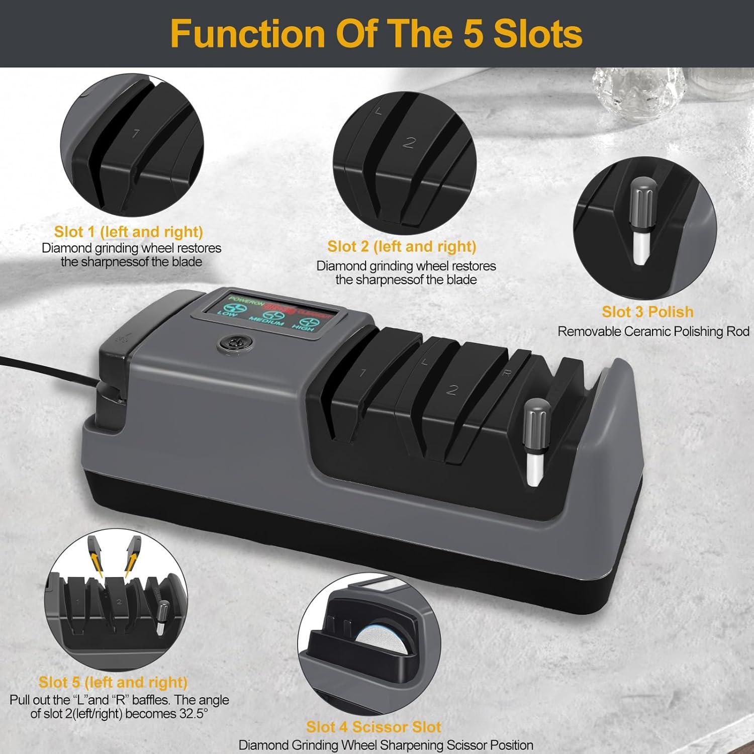 Afilador eléctrico 5 en 1 XTQINJIN con pantalla LCD y 3 velocidades