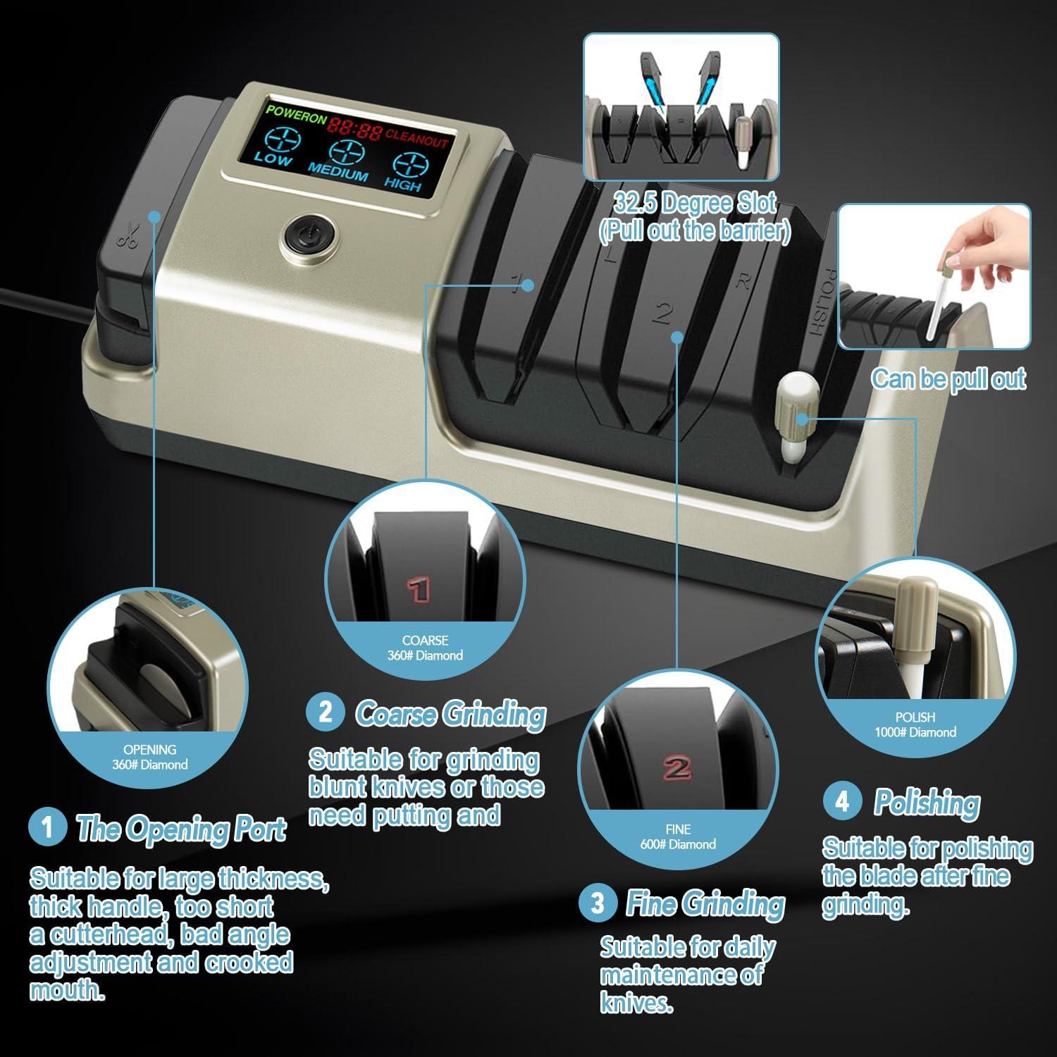 Afilador de cuchillos eléctrico NATGIFT 3 velocidades 100% diamante