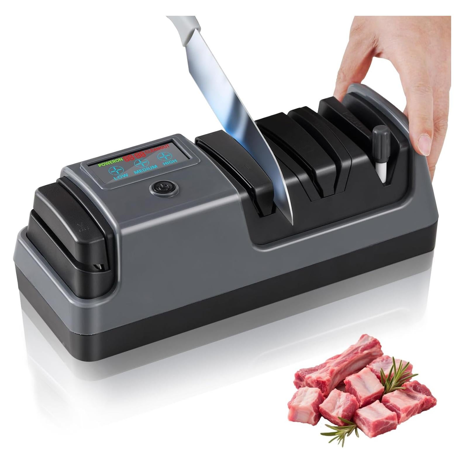 Afilador de cuchillos eléctrico QAMGCYW 5 en 1 con LCD