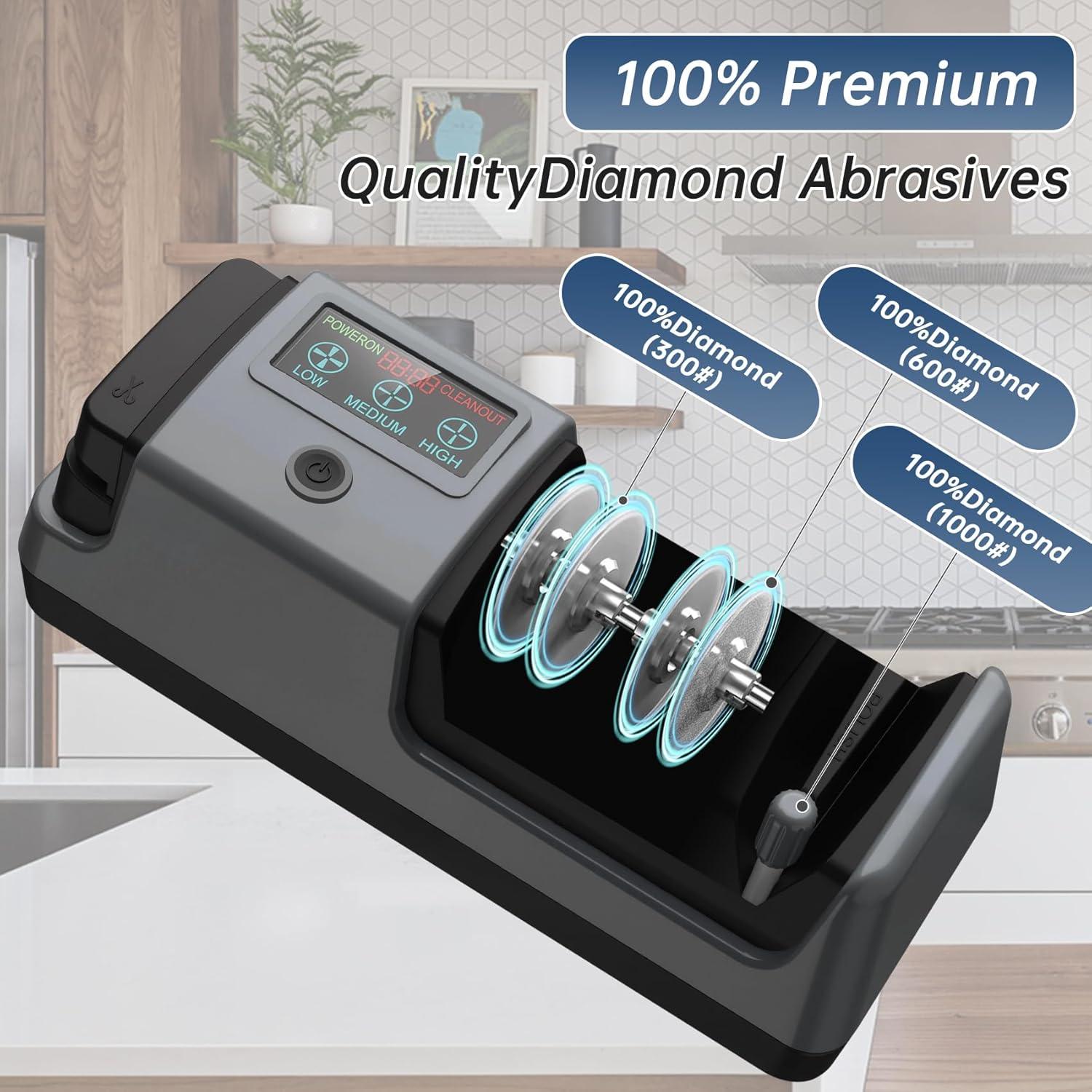 Afilador de cuchillos eléctrico QAMGCYW 5 en 1 con LCD