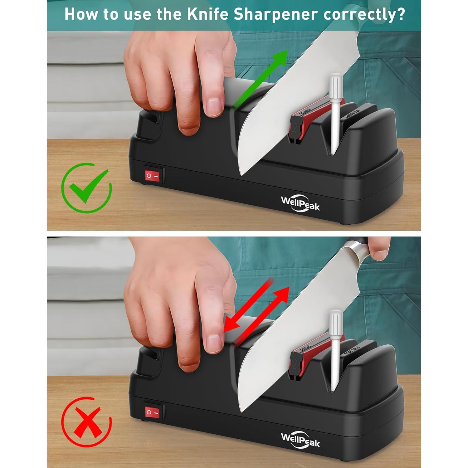 Afilador Eléctrico WELLPEAK 4 Etapas para Cuchillos y Tijeras