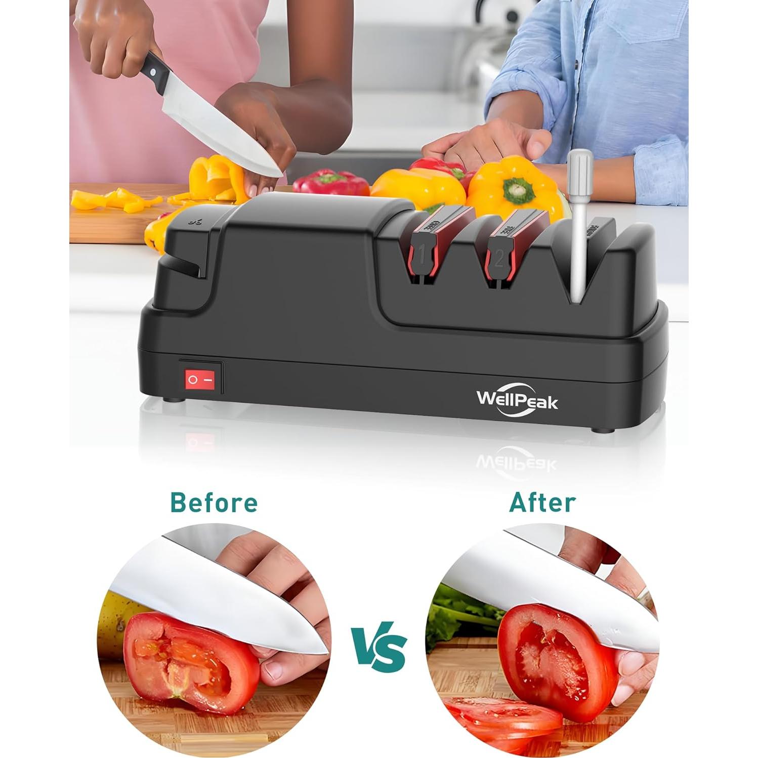 Afilador Eléctrico WELLPEAK 4 Etapas para Cuchillos y Tijeras