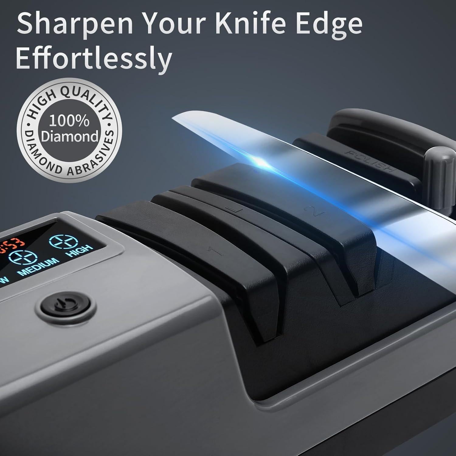 Afilador de cuchillos eléctrico Psythuor 5 en 1 con LCD