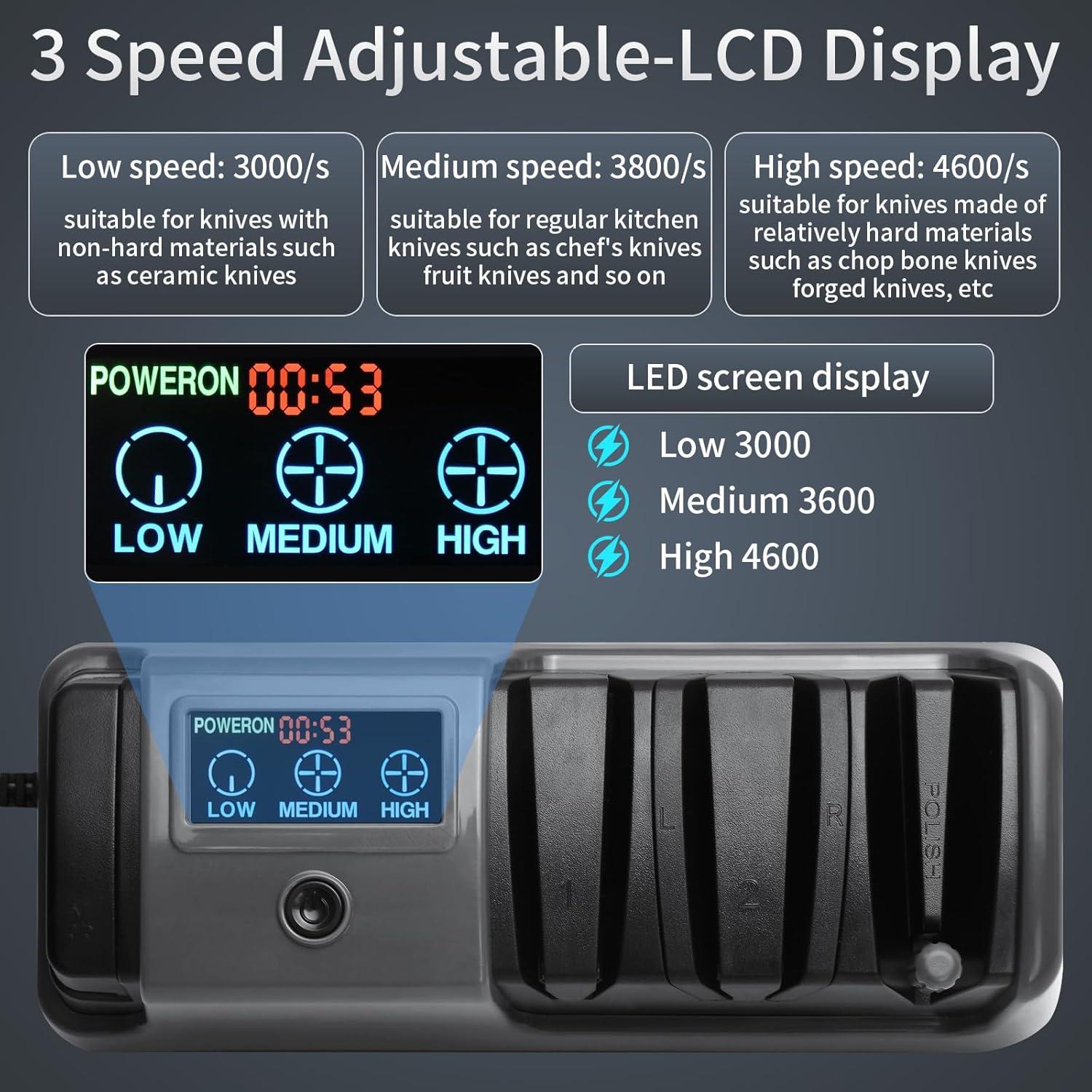 Afilador de cuchillos eléctrico Psythuor 5 en 1 con LCD