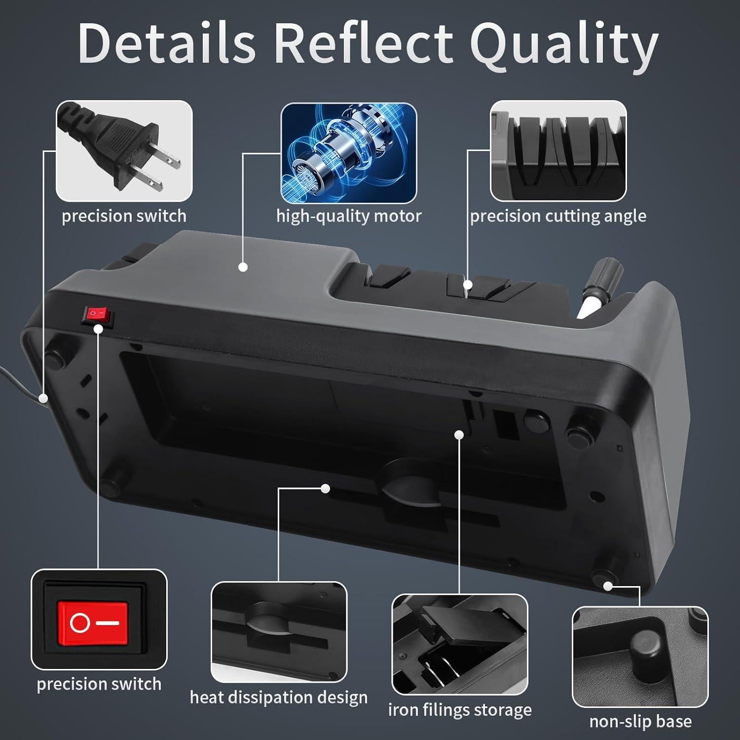 Afilador de cuchillos eléctrico Psythuor 5 en 1 con LCD