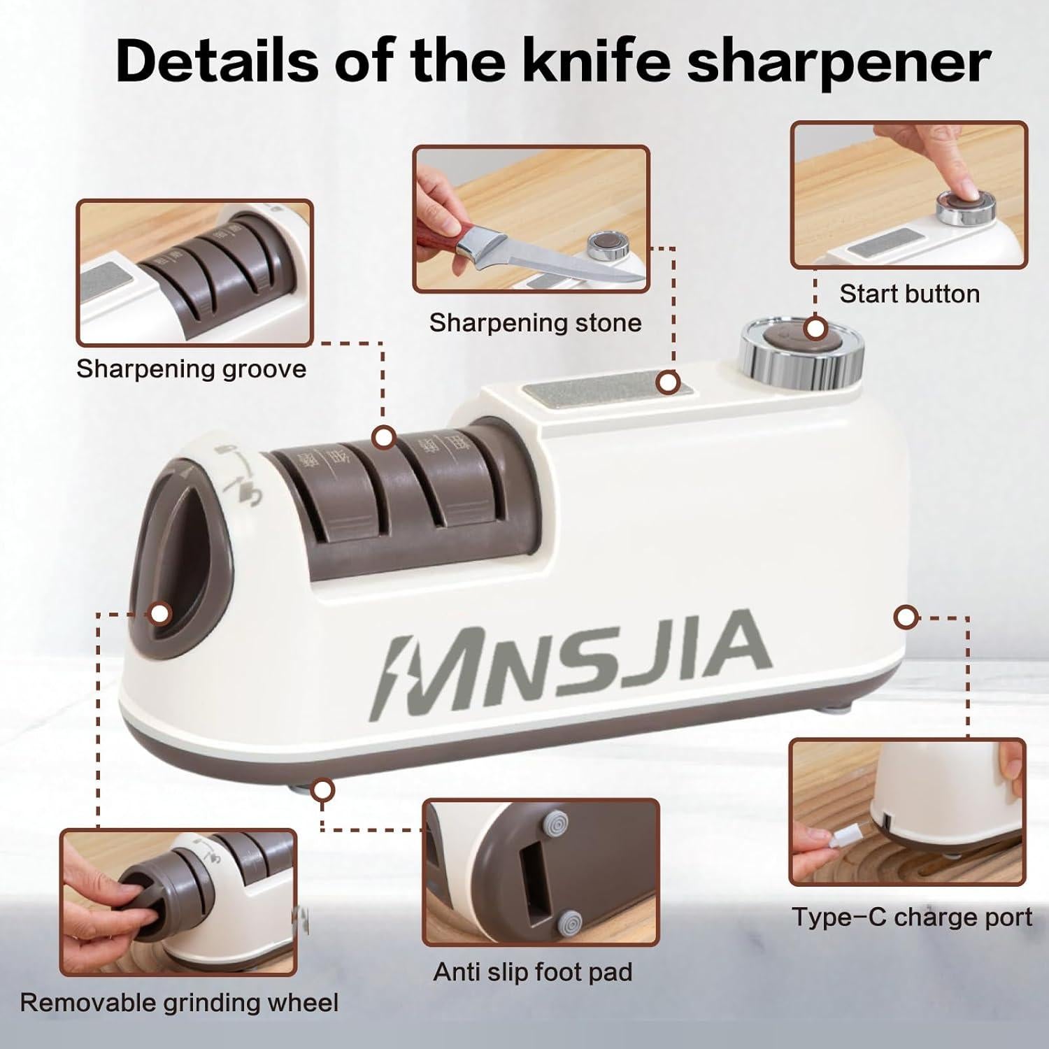 Afilador de cuchillos eléctrico Walonatica 2 etapas 1500mAh