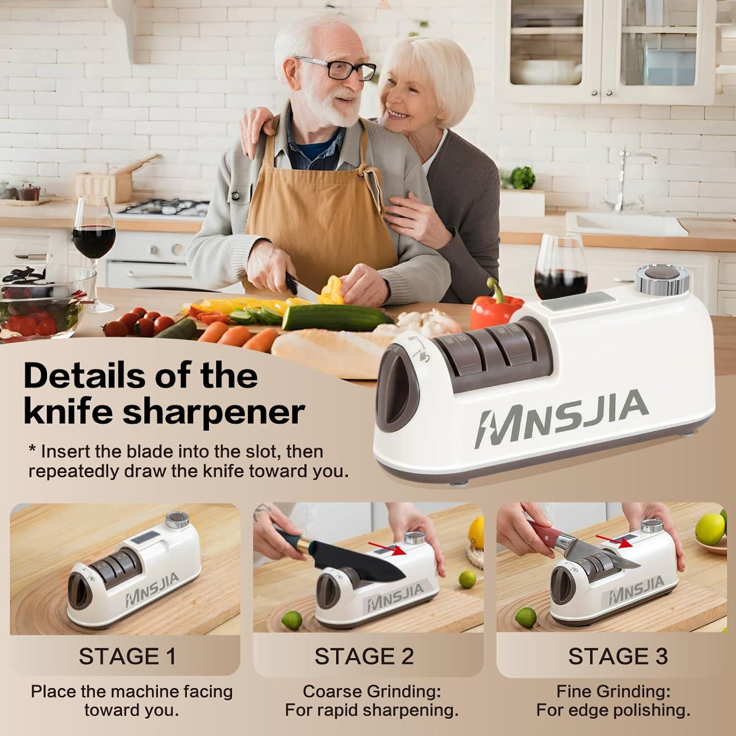 Afilador de cuchillos eléctrico Walonatica 2 etapas 1500mAh