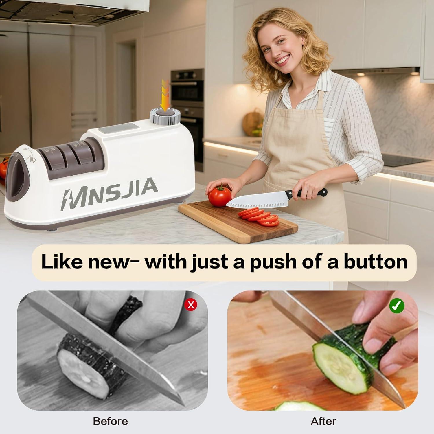 Afilador de cuchillos eléctrico Walonatica 2 etapas 1500mAh