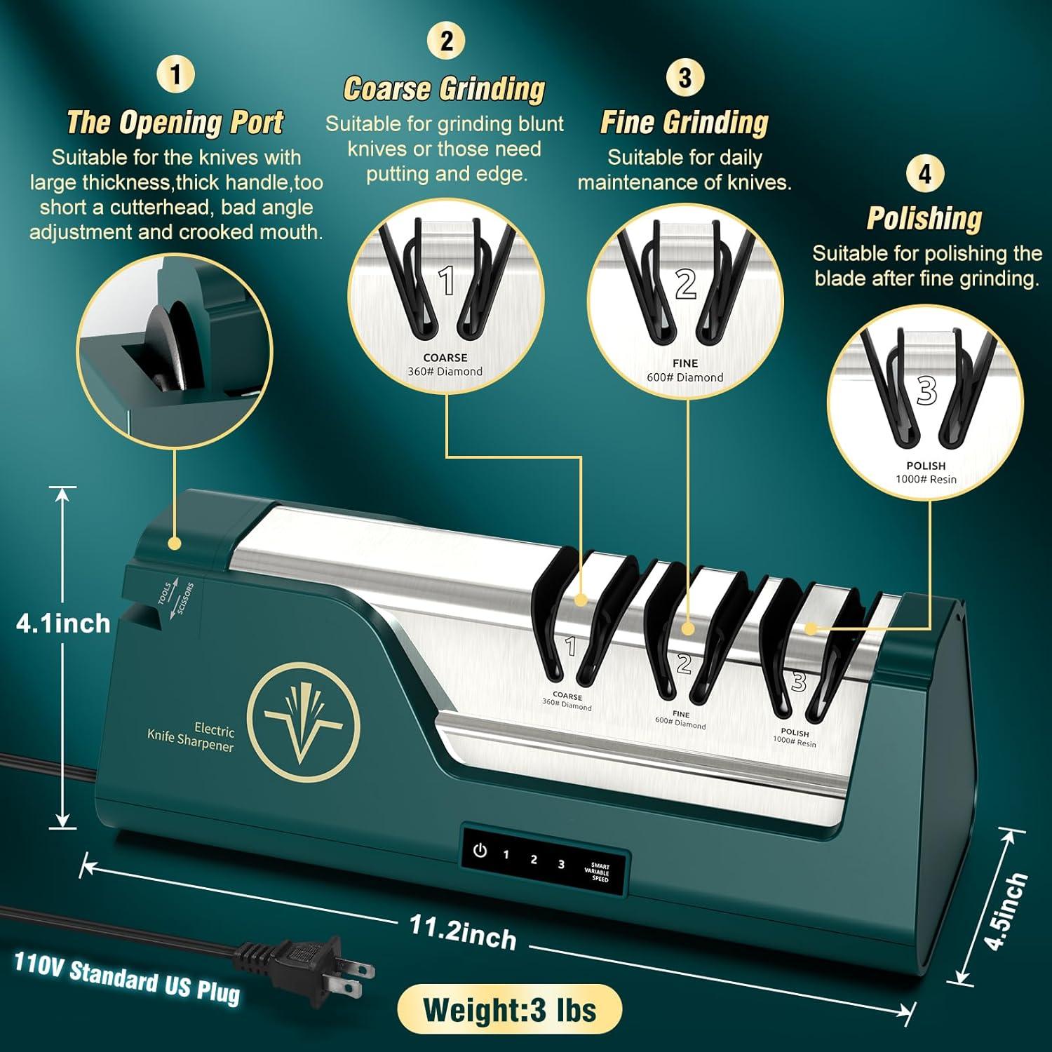 Afilador de cuchillos eléctrico Citcgo RE007 4 etapas LCD