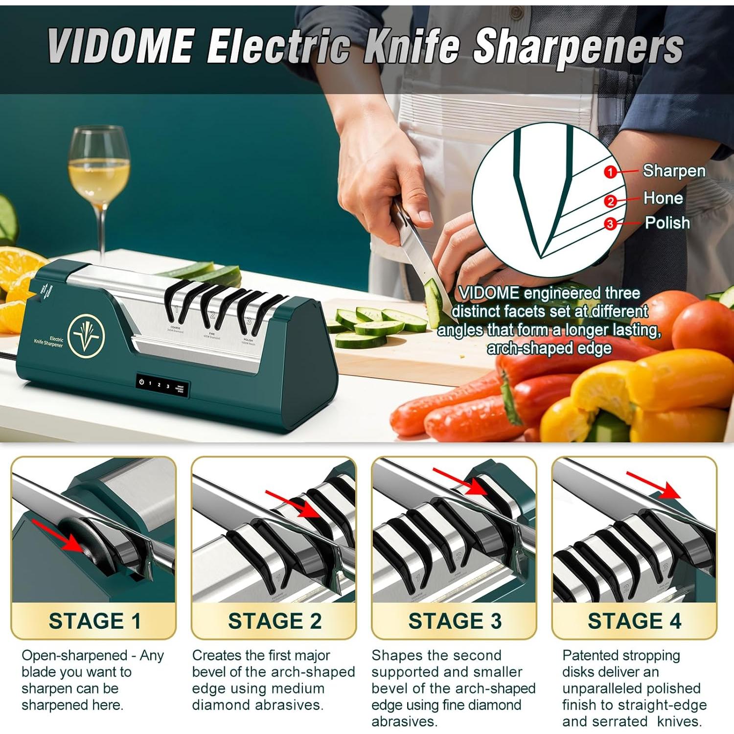 Afilador de cuchillos eléctrico Citcgo RE007 4 etapas LCD