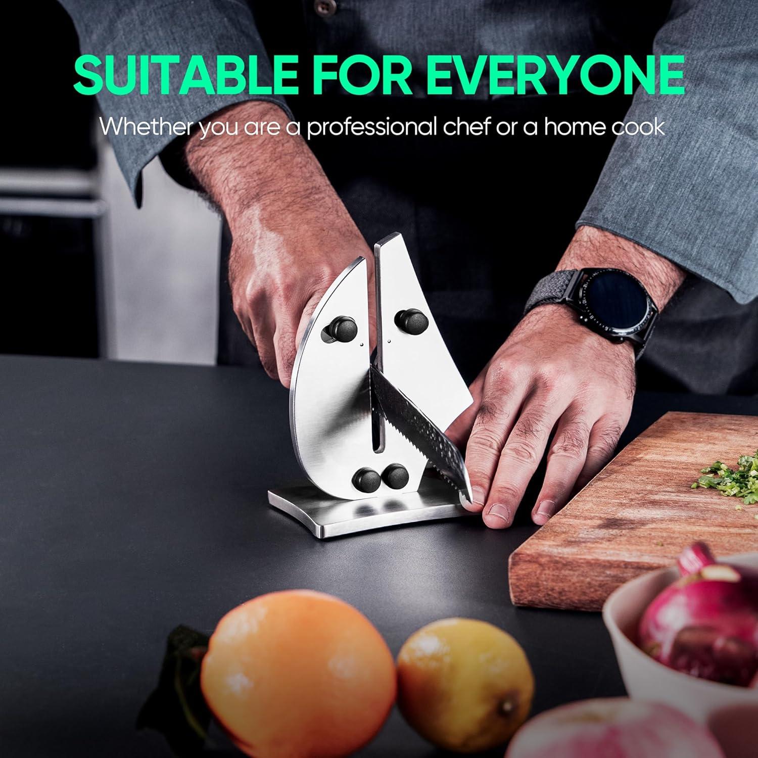 Afilador de cuchillos Grihot VN3 - Acero inoxidable, 3 acciones