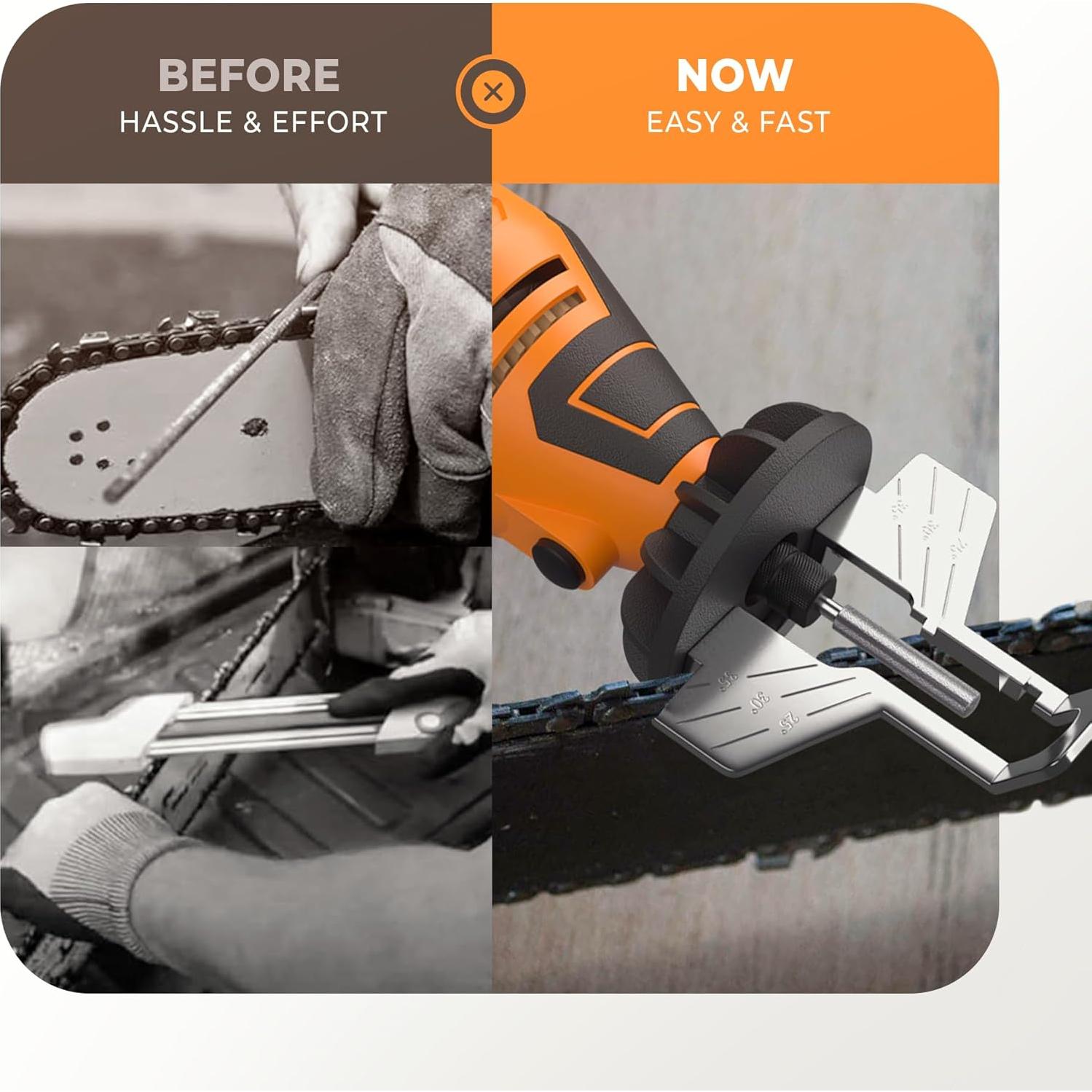 Afilador Eléctrico de Motosierra Sharp Pebble - 4 Ruedas y Guía