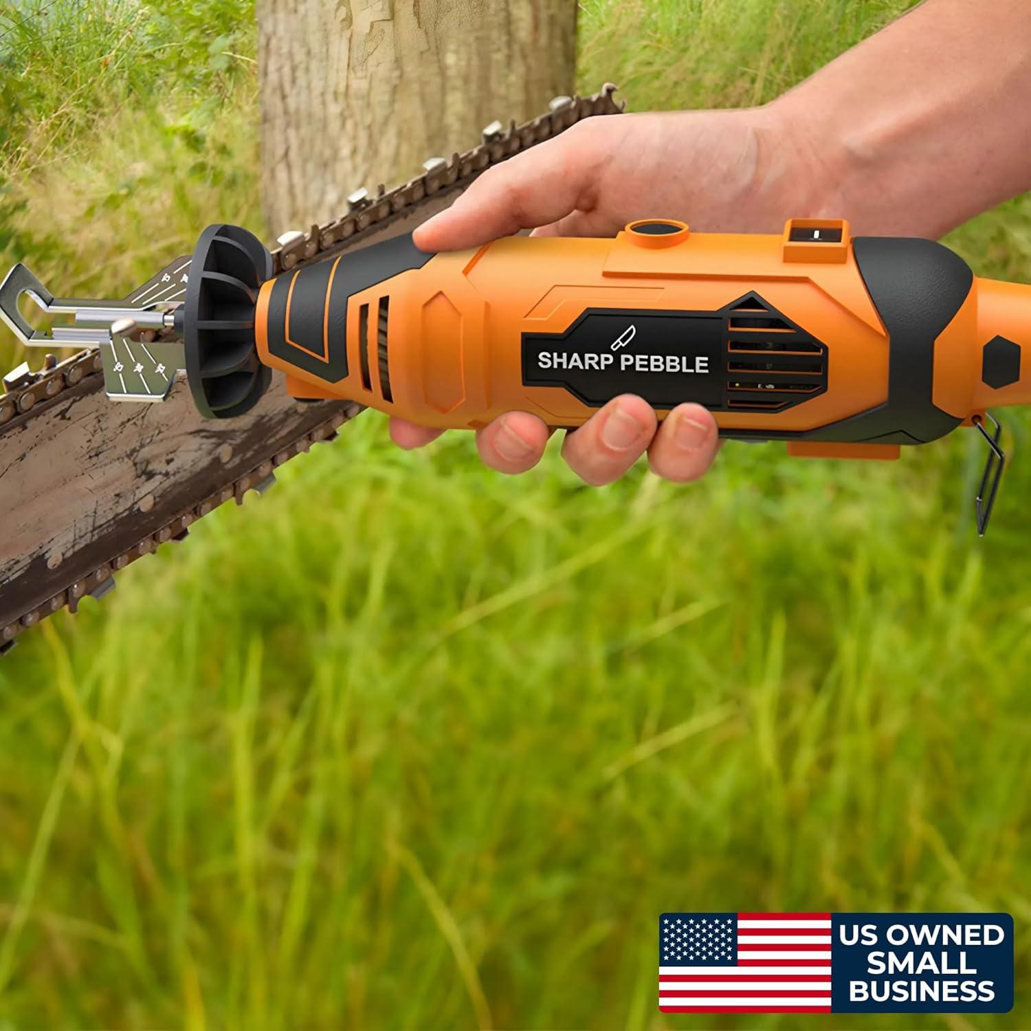 Afilador Eléctrico de Motosierra Sharp Pebble - 4 Ruedas y Guía