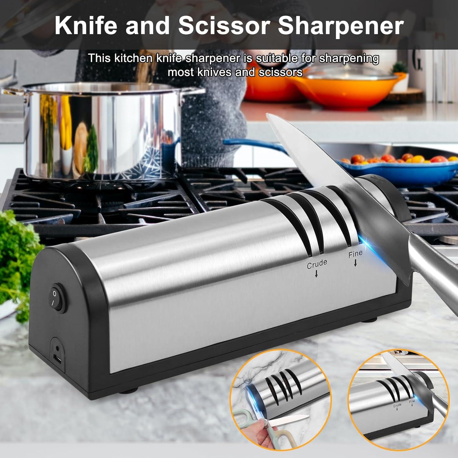 Afilador de cuchillos eléctrico iFCOW 2 etapas acero inoxidable