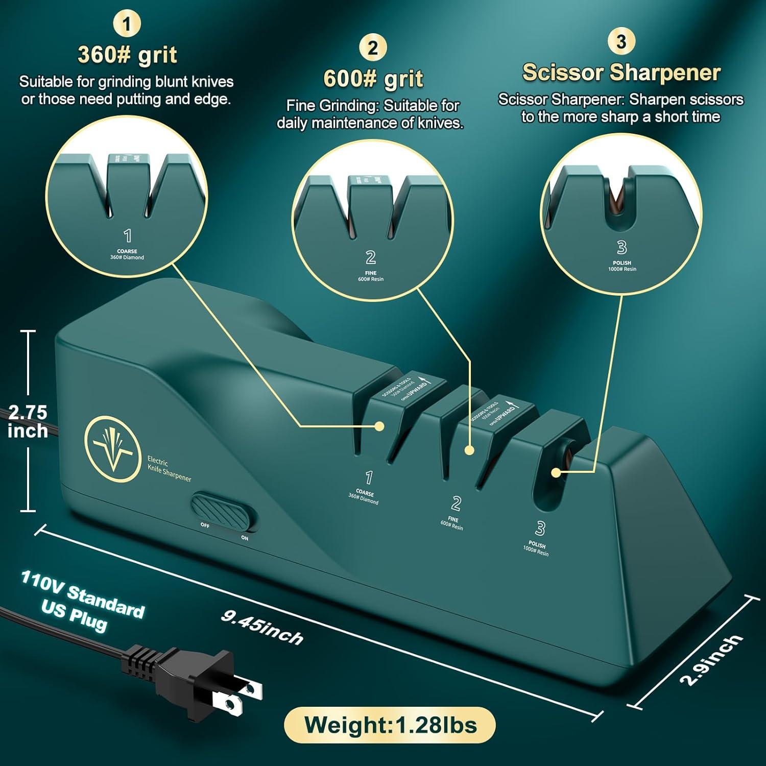 Afilador eléctrico de cuchillos Citcgo 3 etapas con diamante